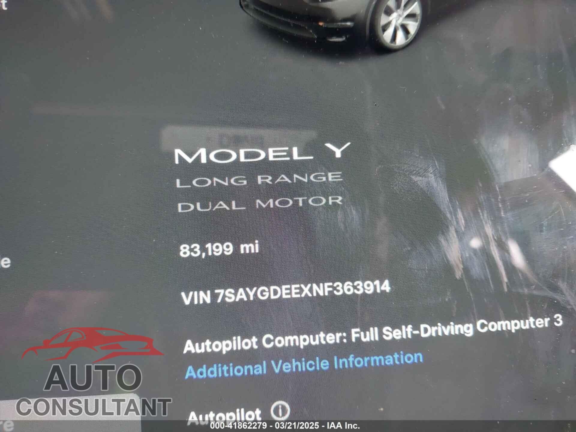TESLA MODEL Y 2022 - 7SAYGDEEXNF363914