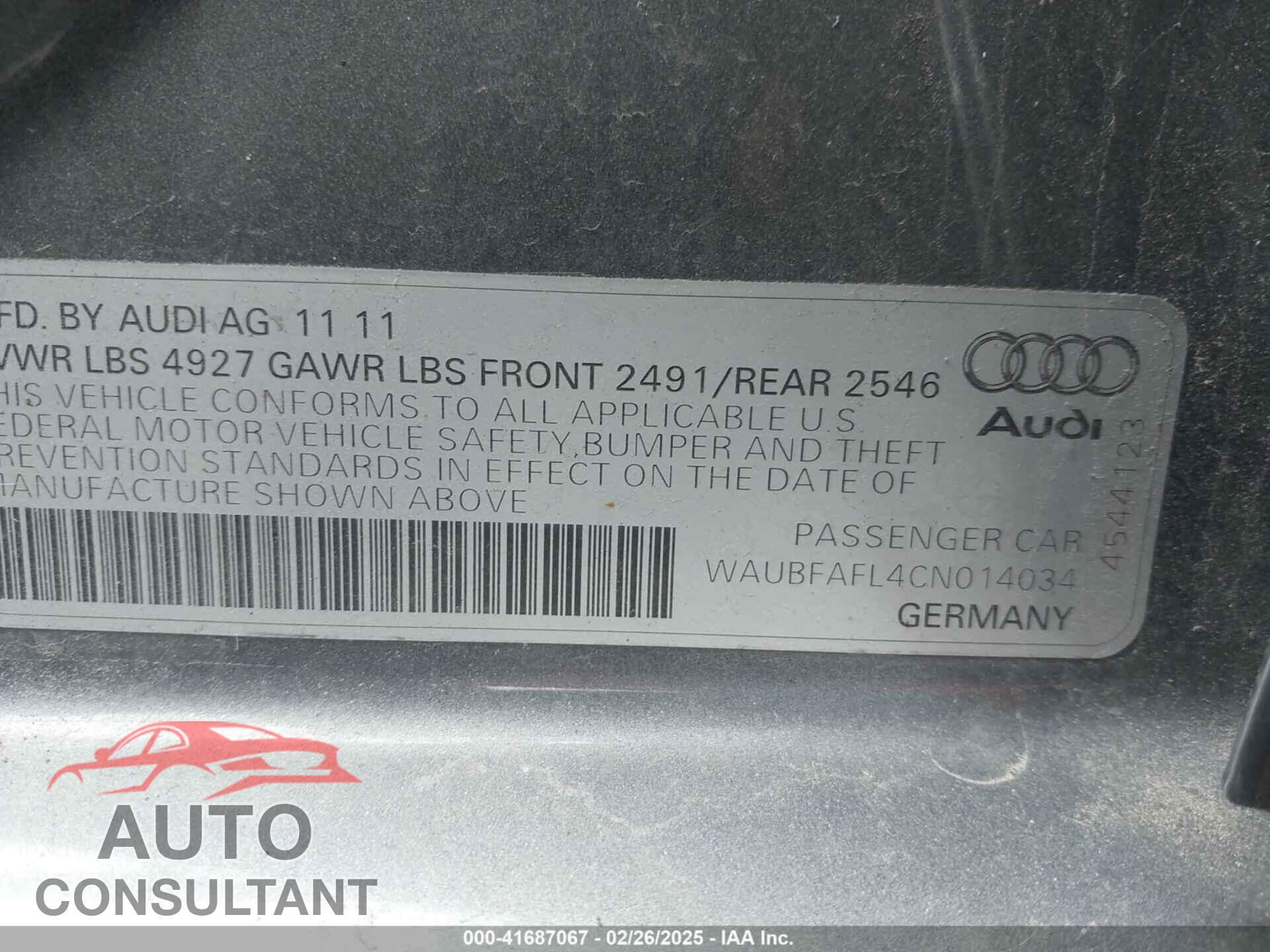AUDI A4 2012 - WAUBFAFL4CN014034