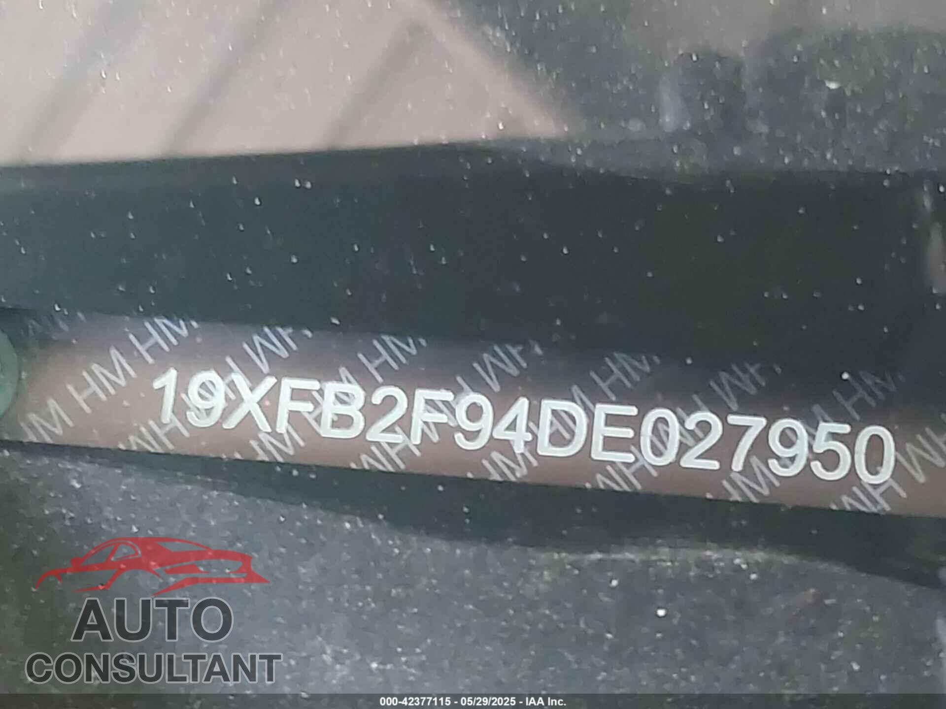 HONDA CIVIC 2013 - 19XFB2F94DE027950