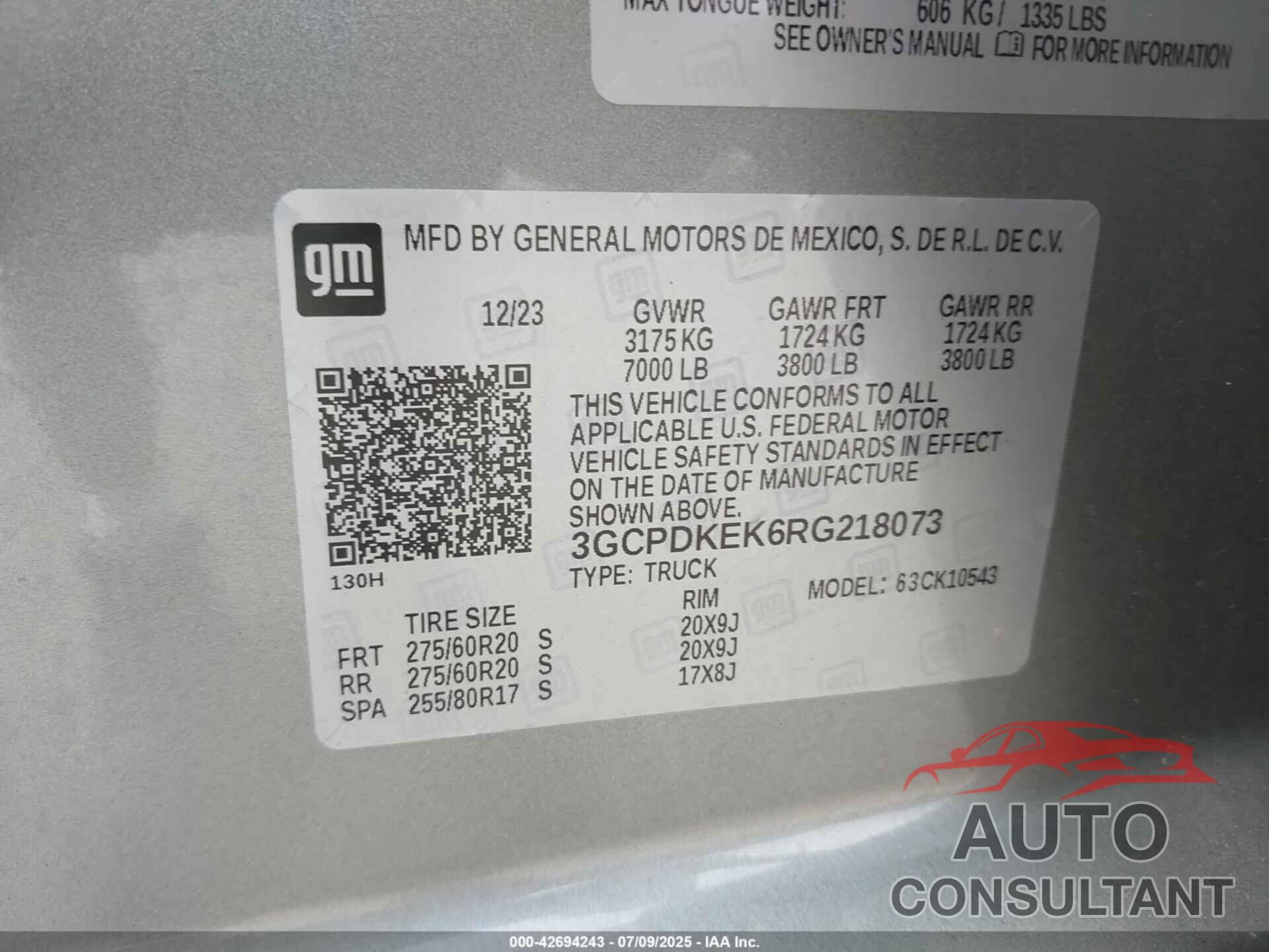 CHEVROLET SILVERADO 2024 - 3GCPDKEK6RG218073
