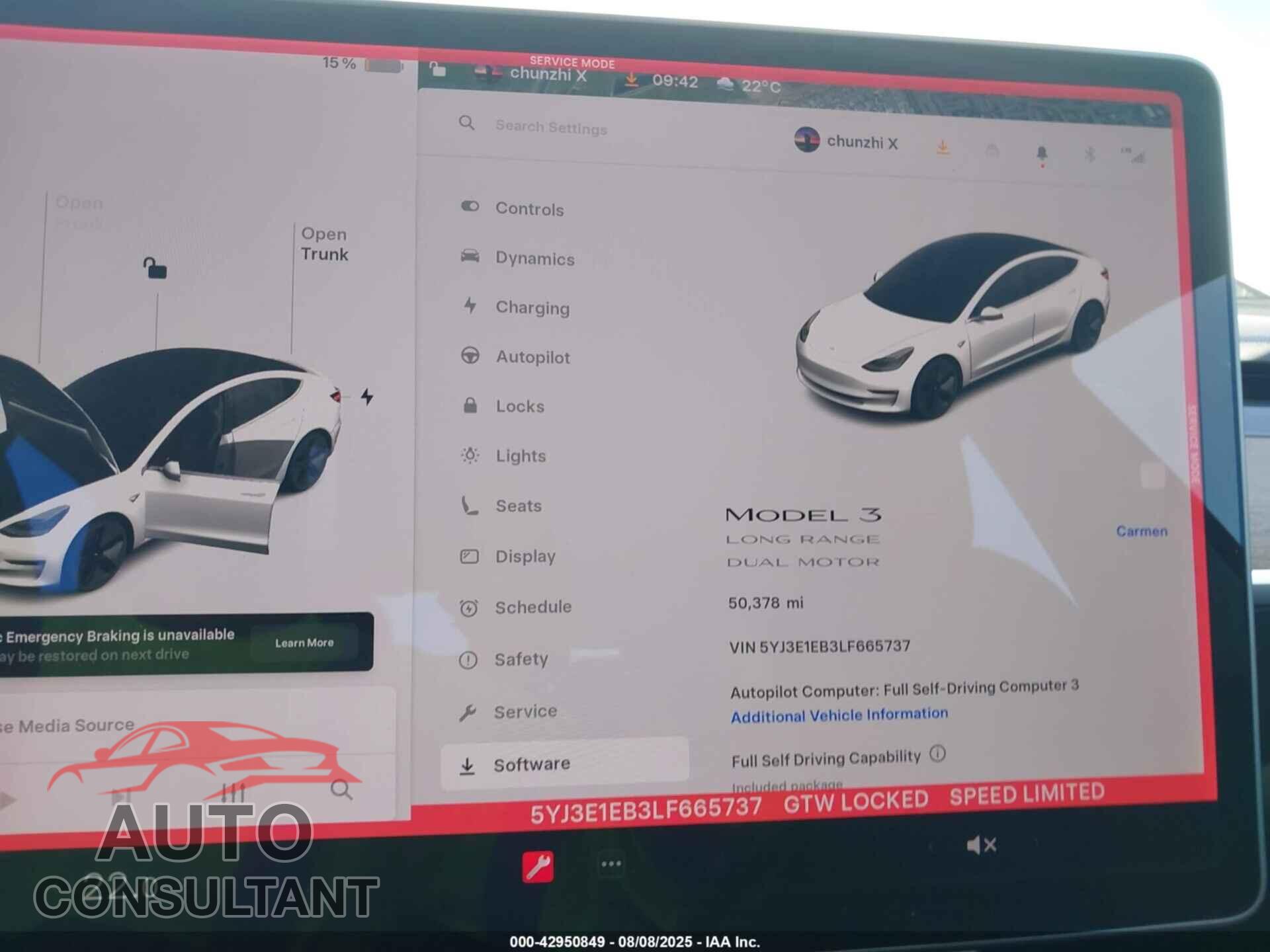 TESLA MODEL 3 2020 - 5YJ3E1EB3LF665737