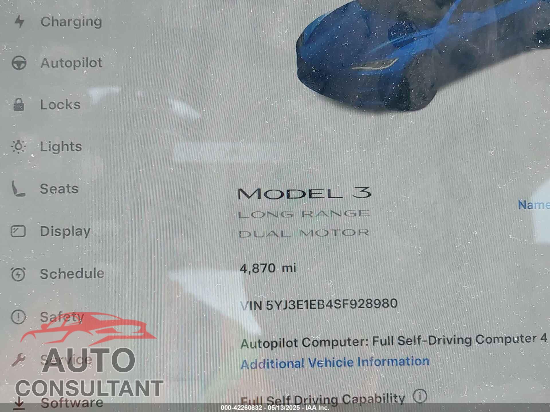 TESLA MODEL 3 2025 - 5YJ3E1EB4SF928980