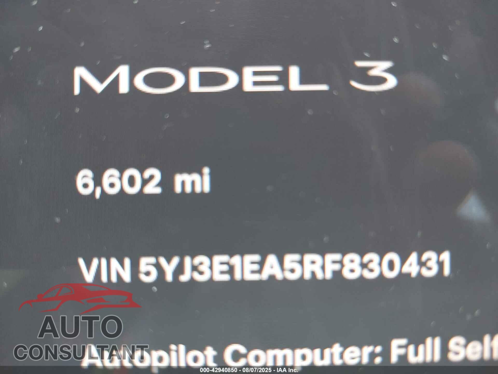 TESLA MODEL 3 2024 - 5YJ3E1EA5RF830431