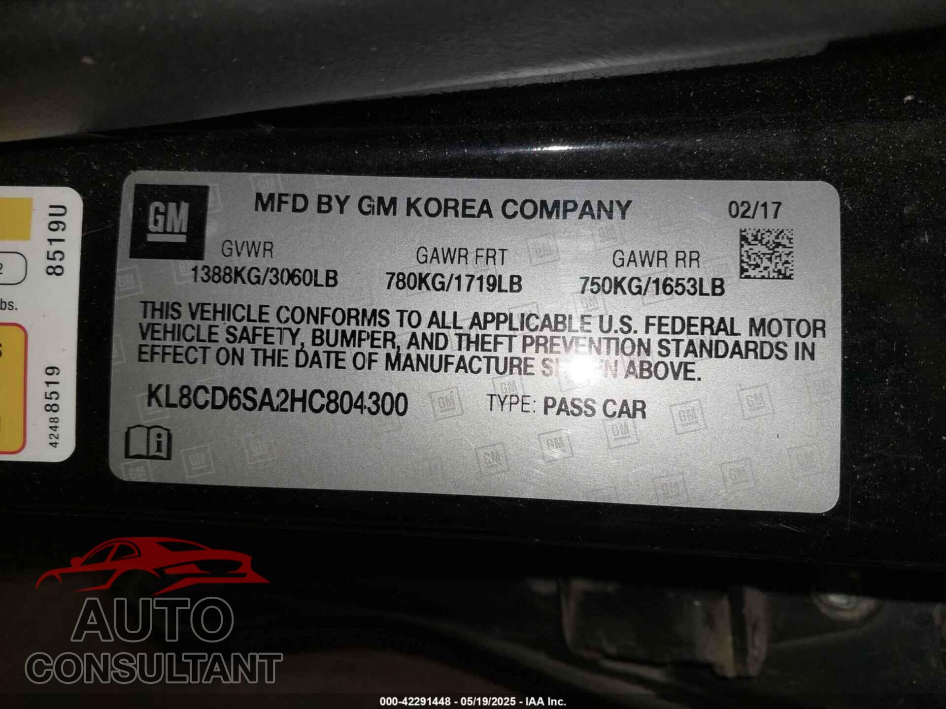 CHEVROLET SPARK 2017 - KL8CD6SA2HC804300