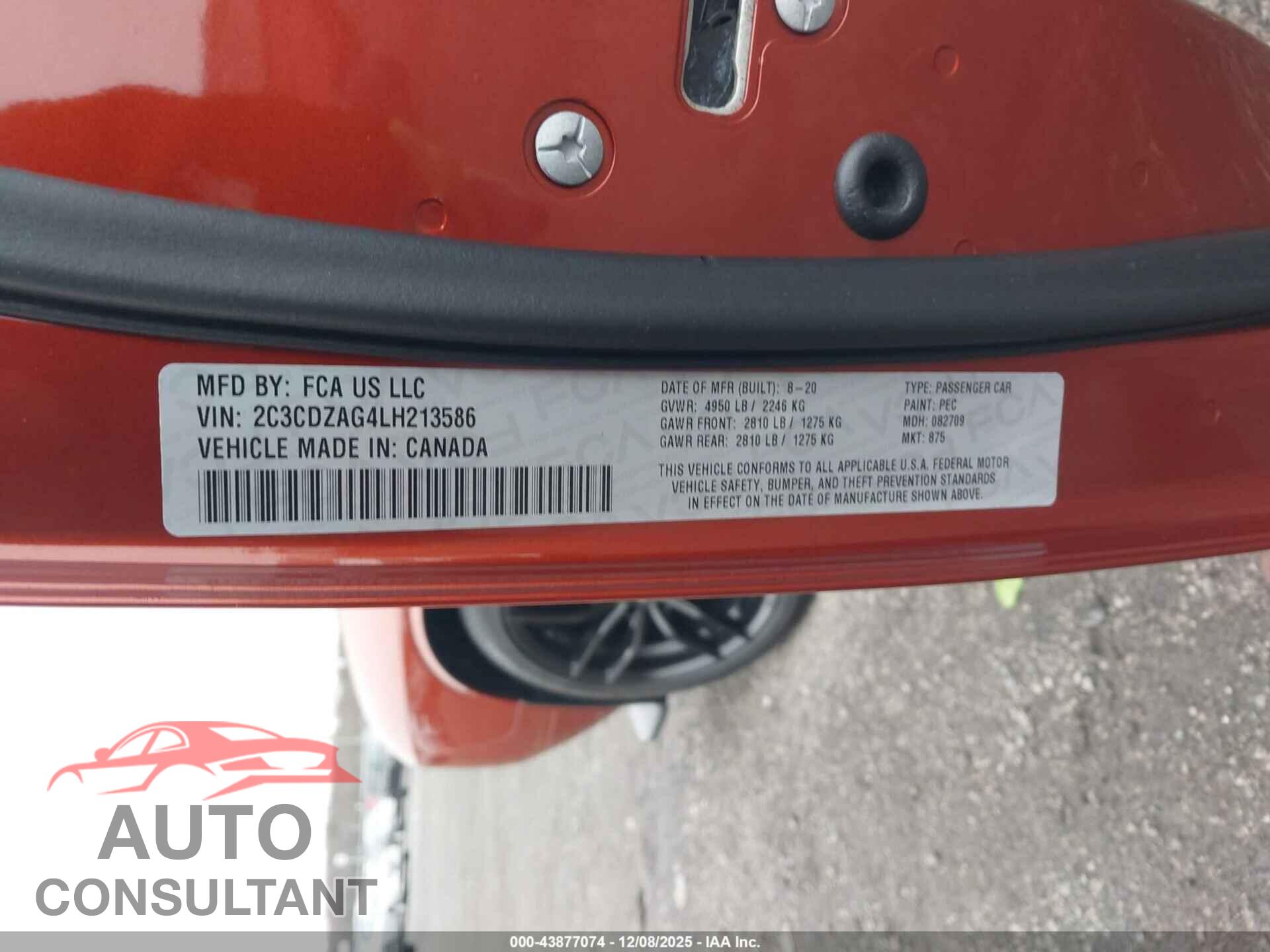DODGE CHALLENGER 2020 - 2C3CDZAG4LH213586