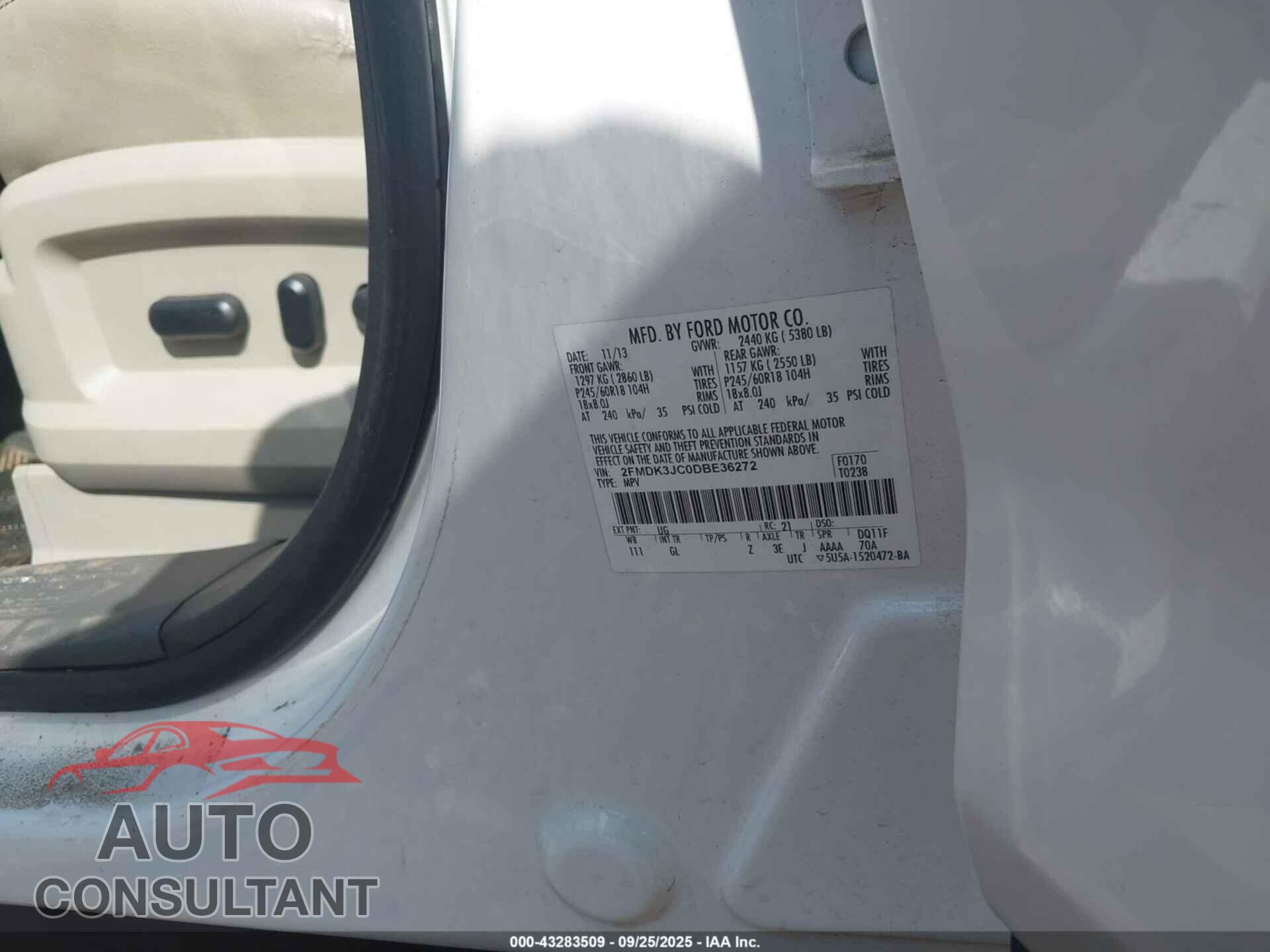 FORD EDGE 2013 - 2FMDK3JC0DBE36272