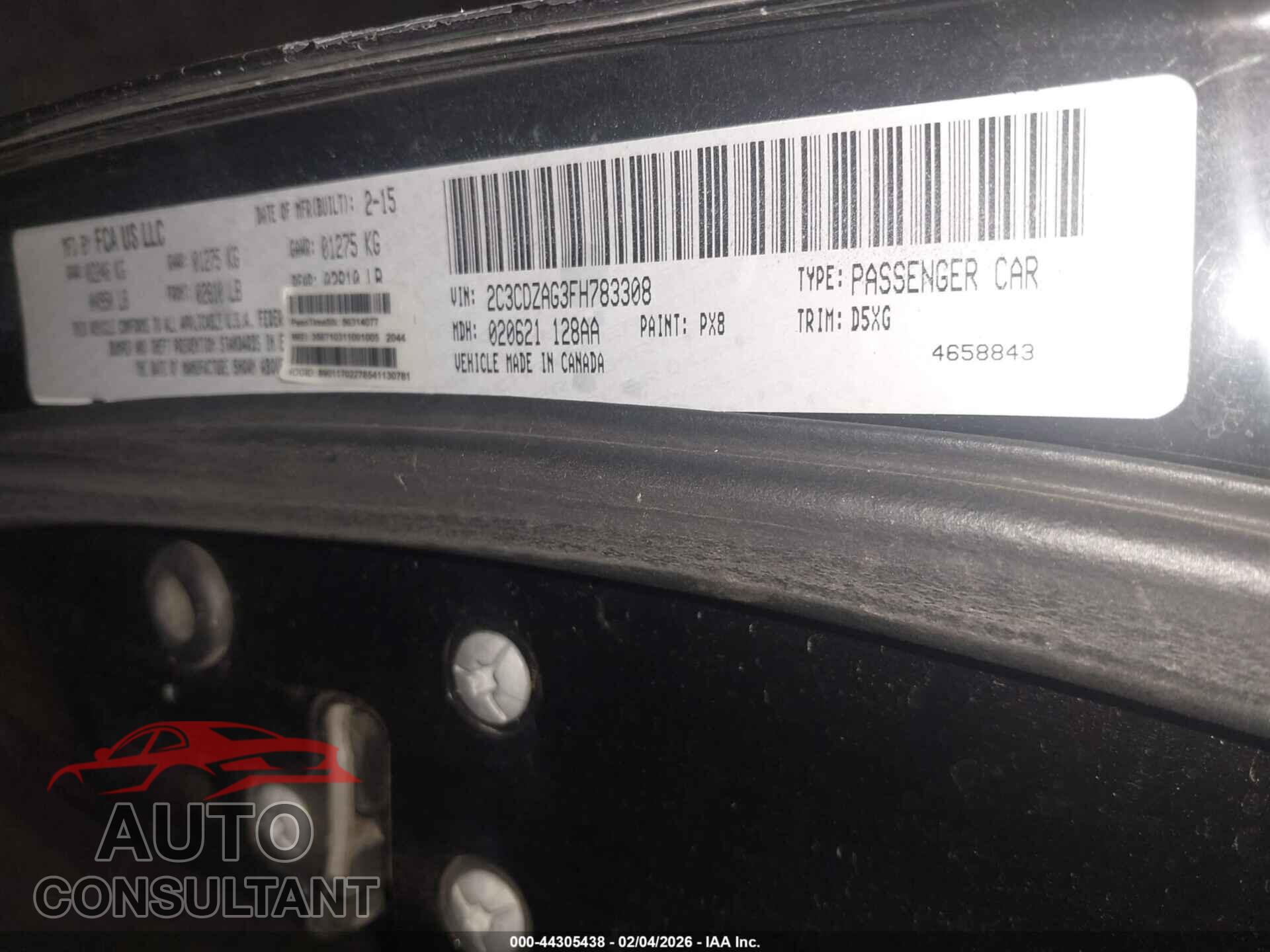 DODGE CHALLENGER 2015 - 2C3CDZAG3FH783308