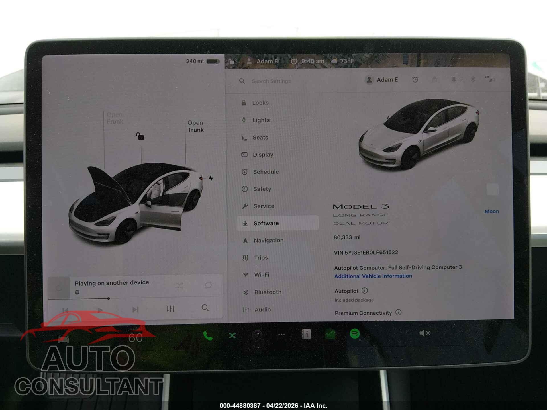 TESLA MODEL 3 2020 - 5YJ3E1EB0LF651522