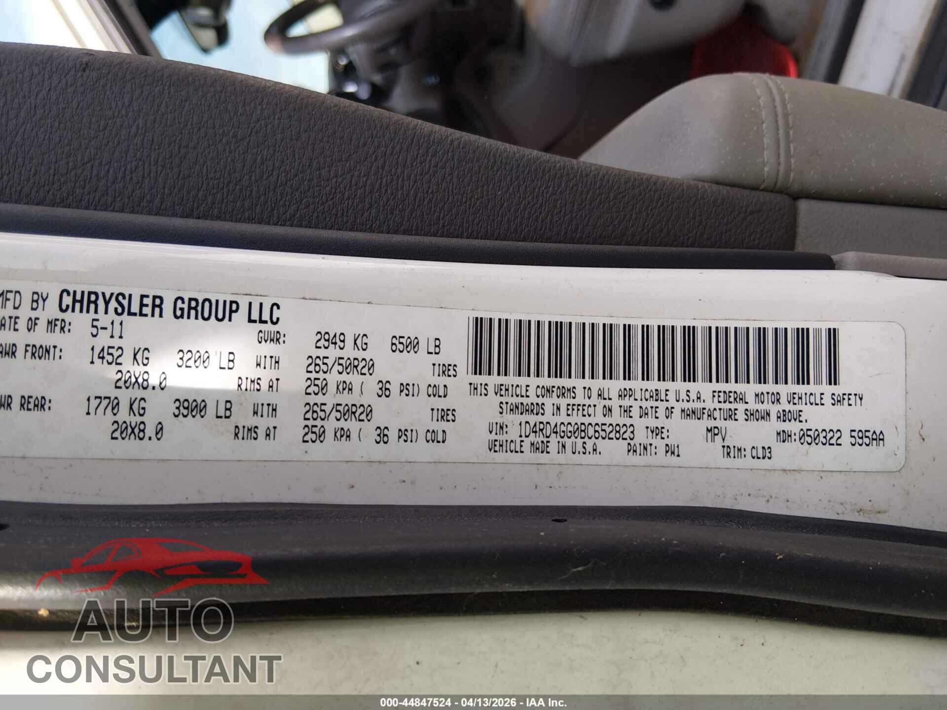 DODGE DURANGO 2011 - 1D4RD4GG0BC652823