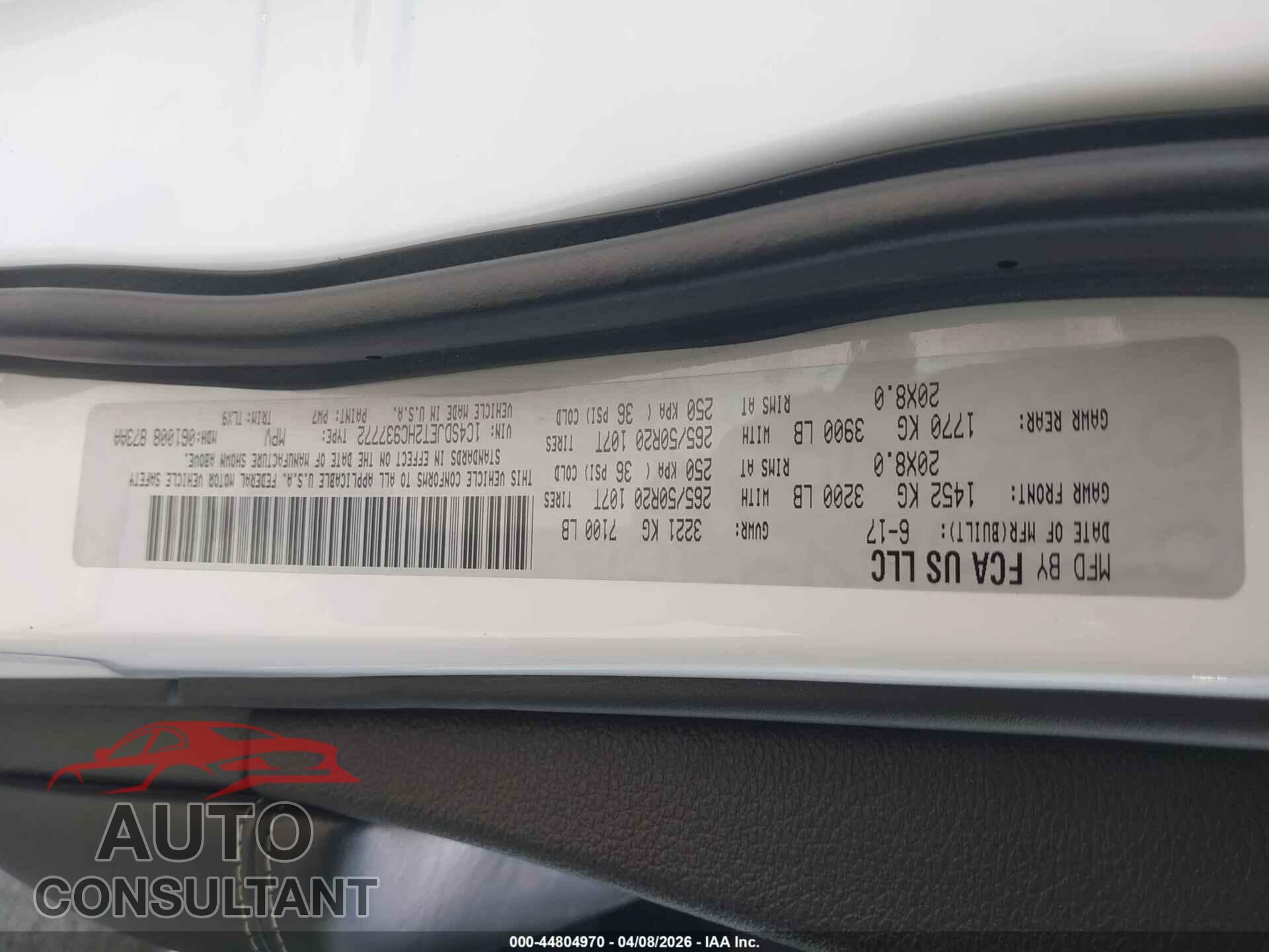 DODGE DURANGO 2017 - 1C4SDJET2HC937772