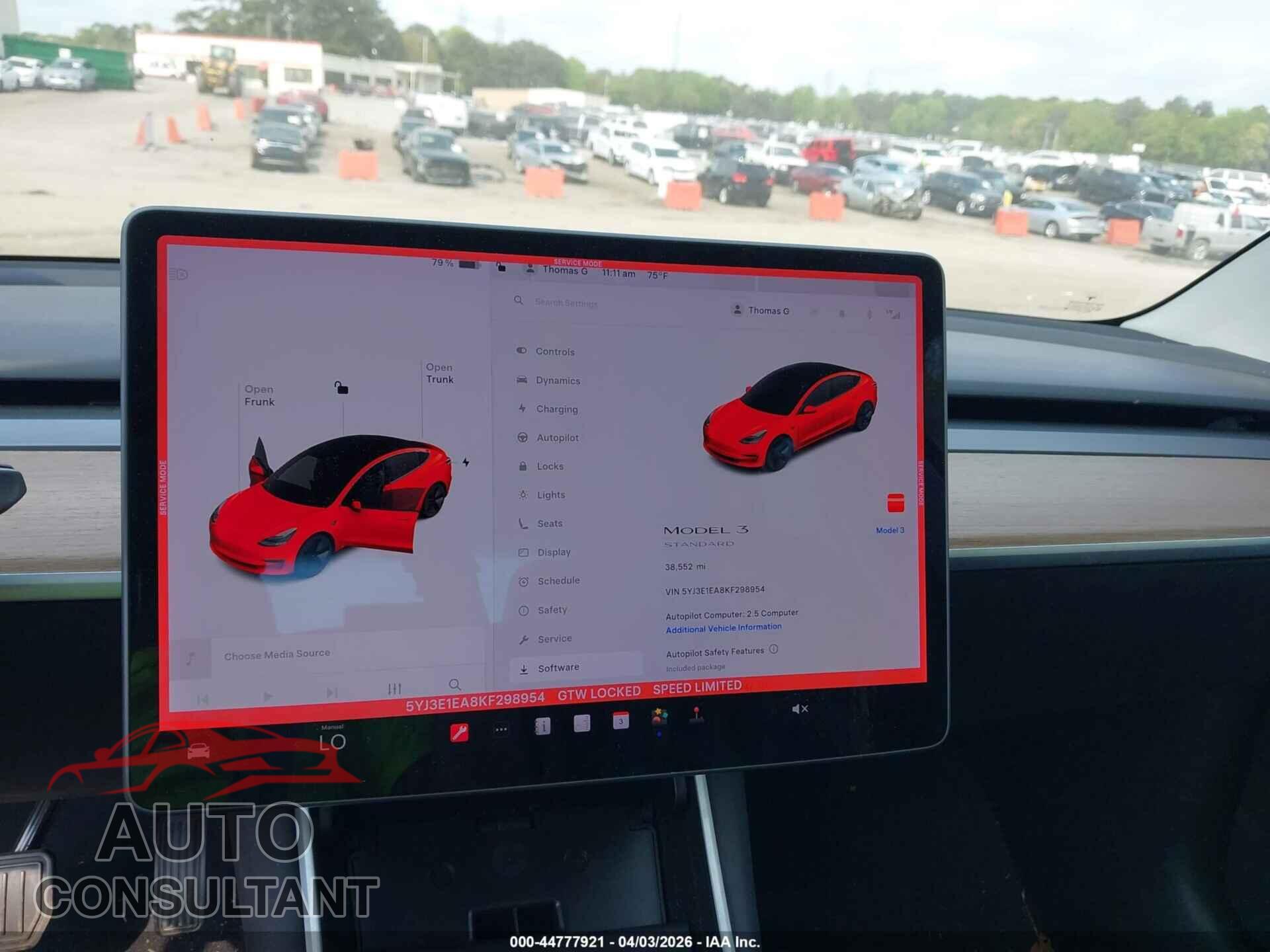 TESLA MODEL 3 2019 - 5YJ3E1EA8KF298954