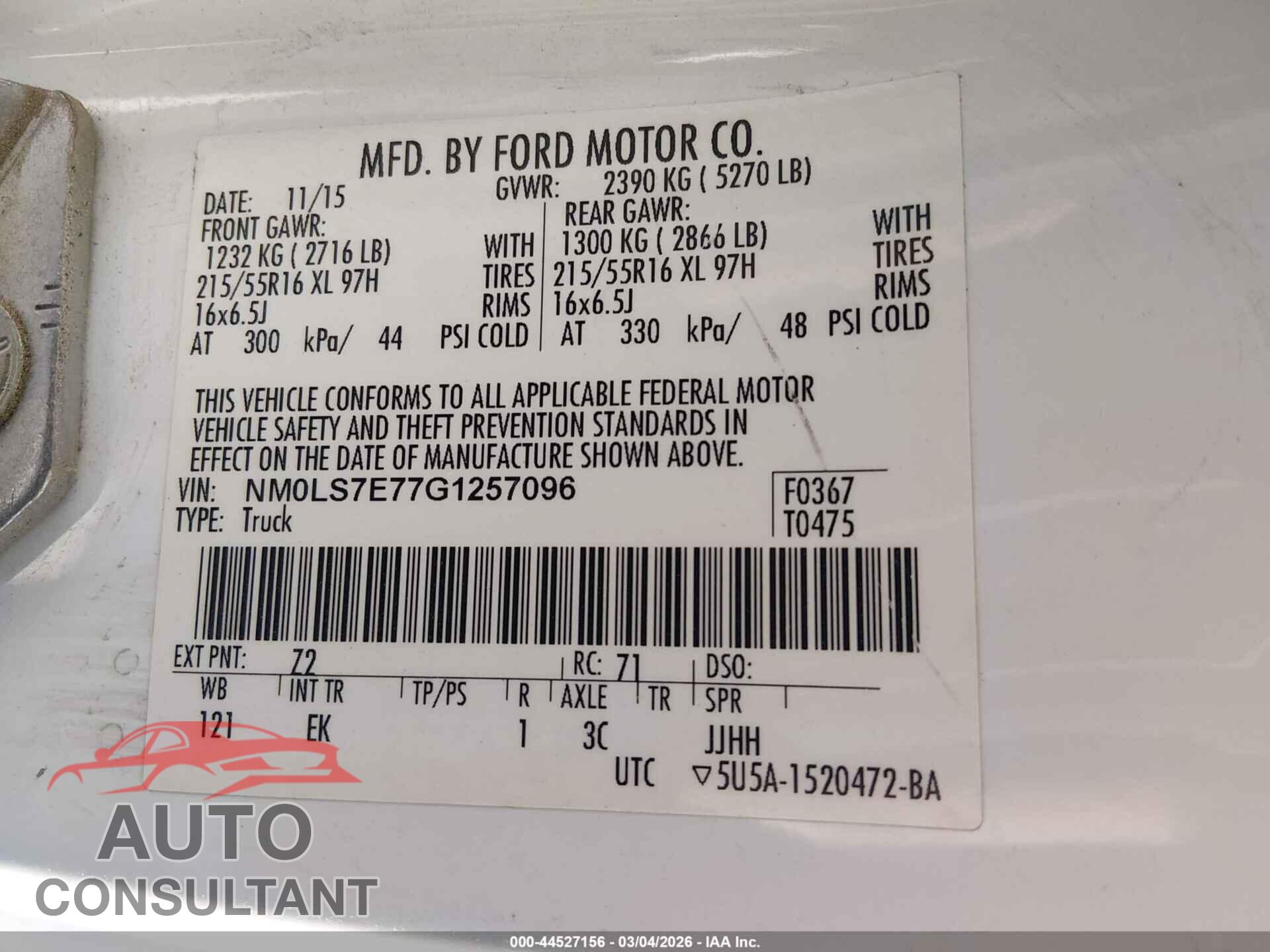 FORD TRANSIT CONNECT 2016 - NM0LS7E77G1257096
