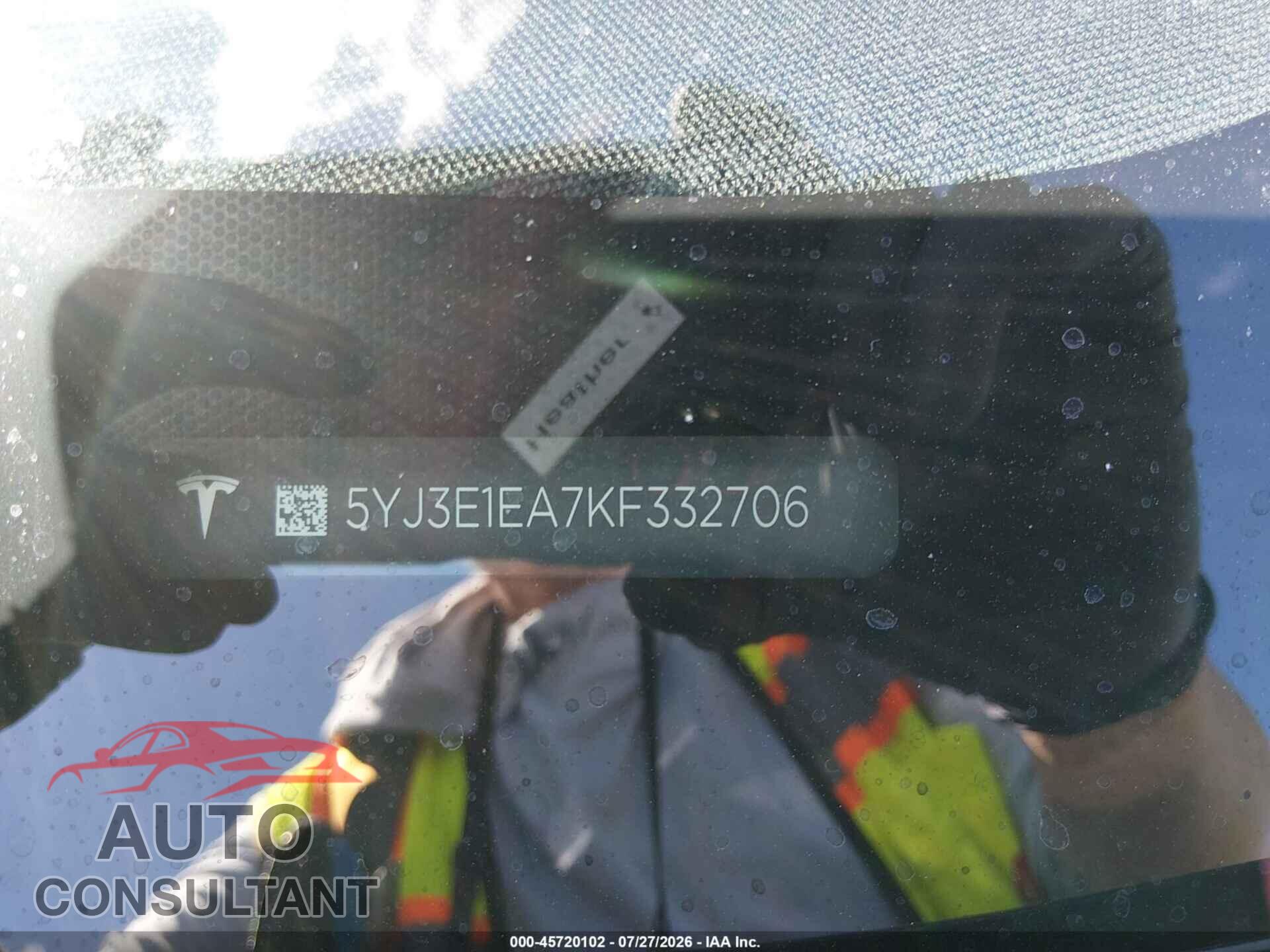 TESLA MODEL 3 2019 - 5YJ3E1EA7KF332706