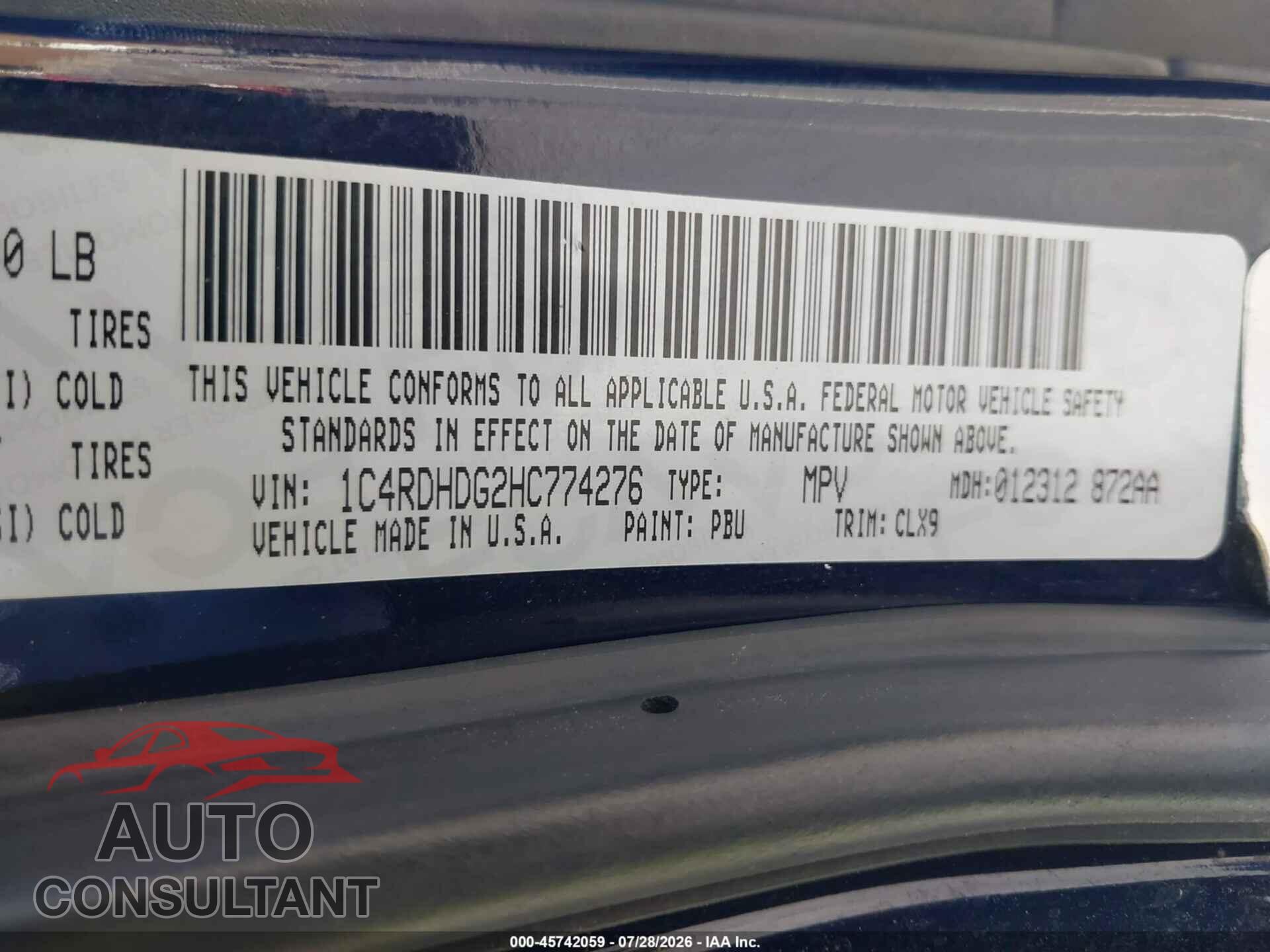 DODGE DURANGO 2017 - 1C4RDHDG2HC774276