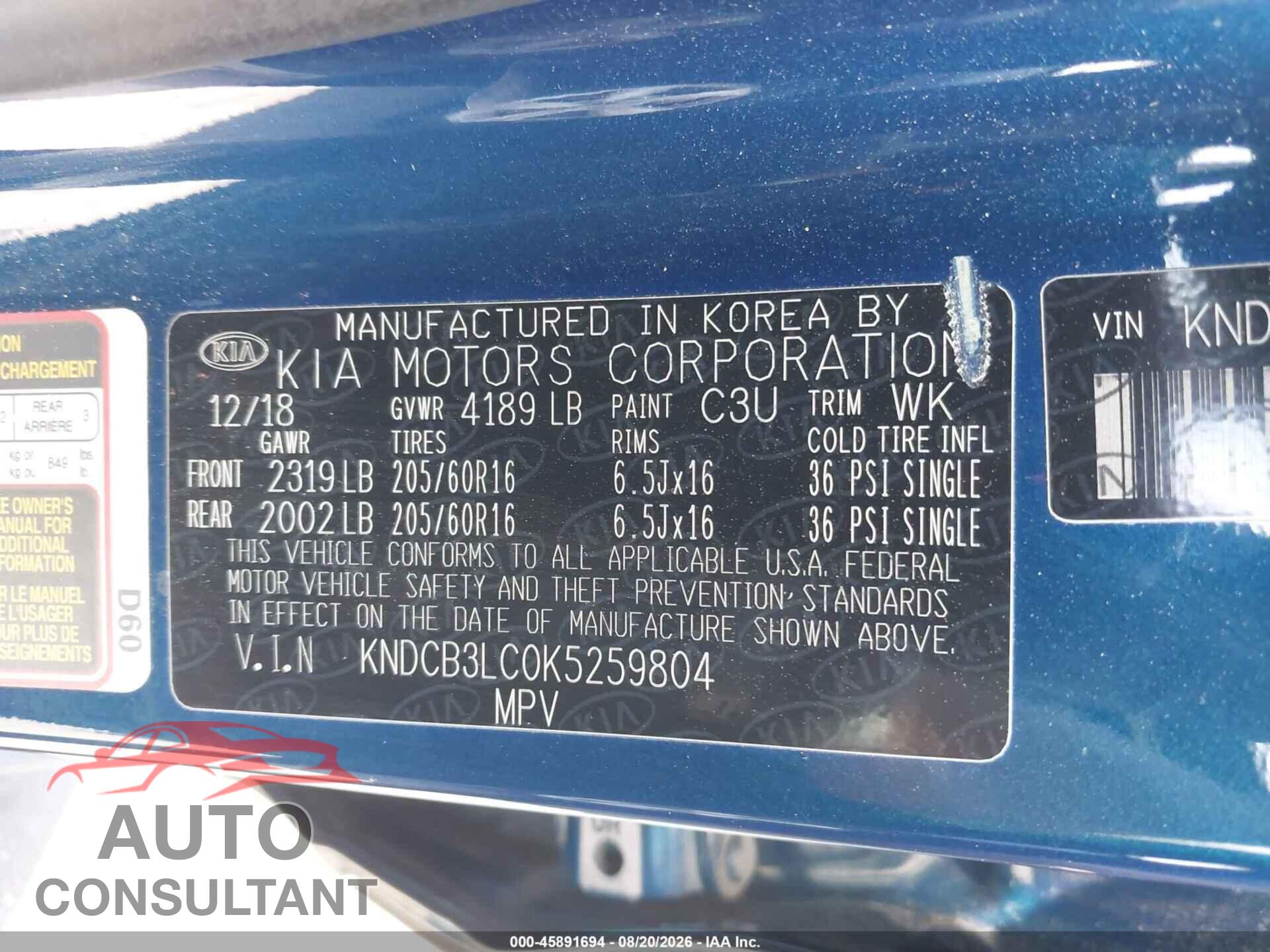 KIA NIRO 2019 - KNDCB3LC0K5259804