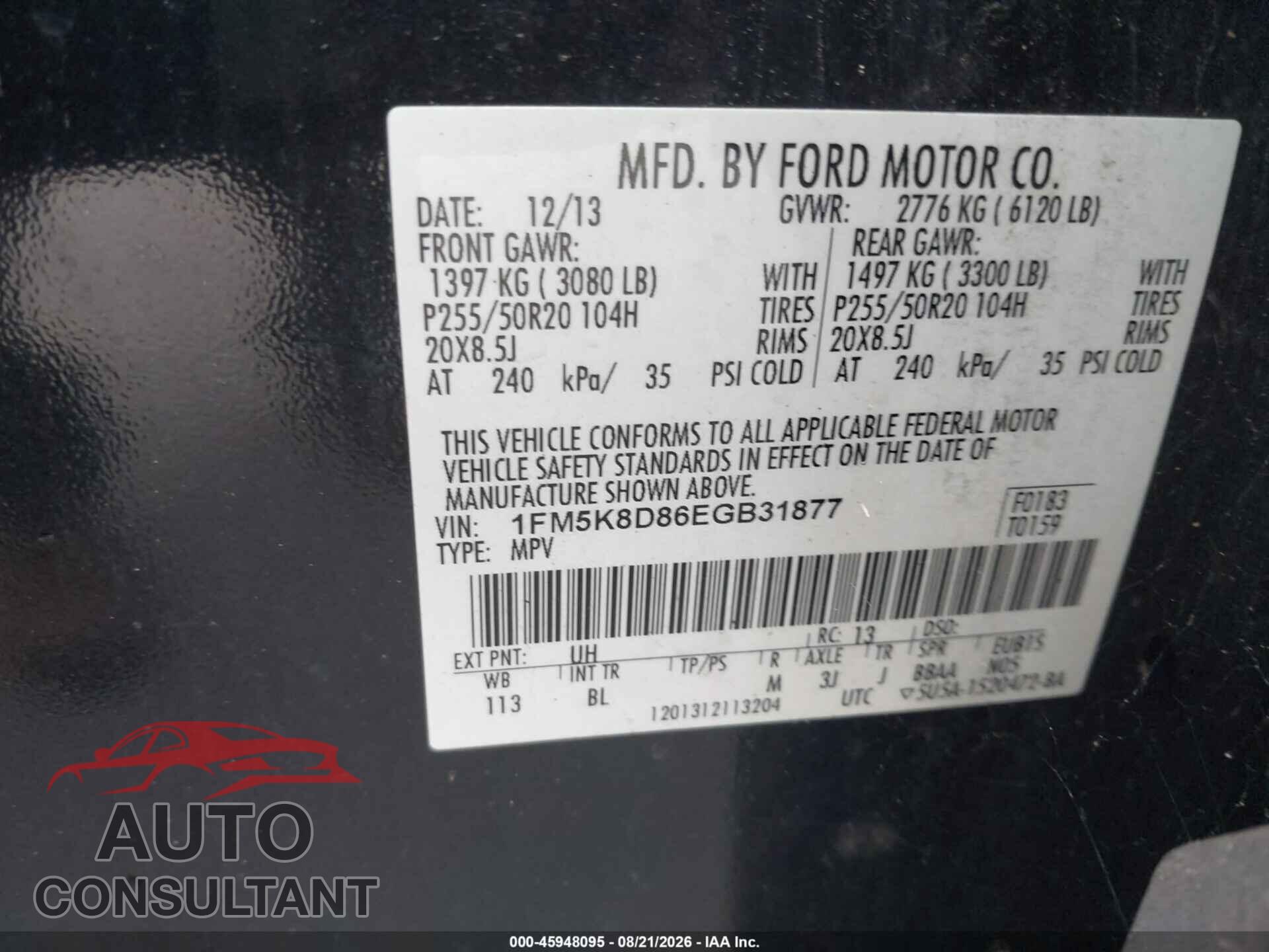 FORD EXPLORER 2014 - 1FM5K8D86EGB31877
