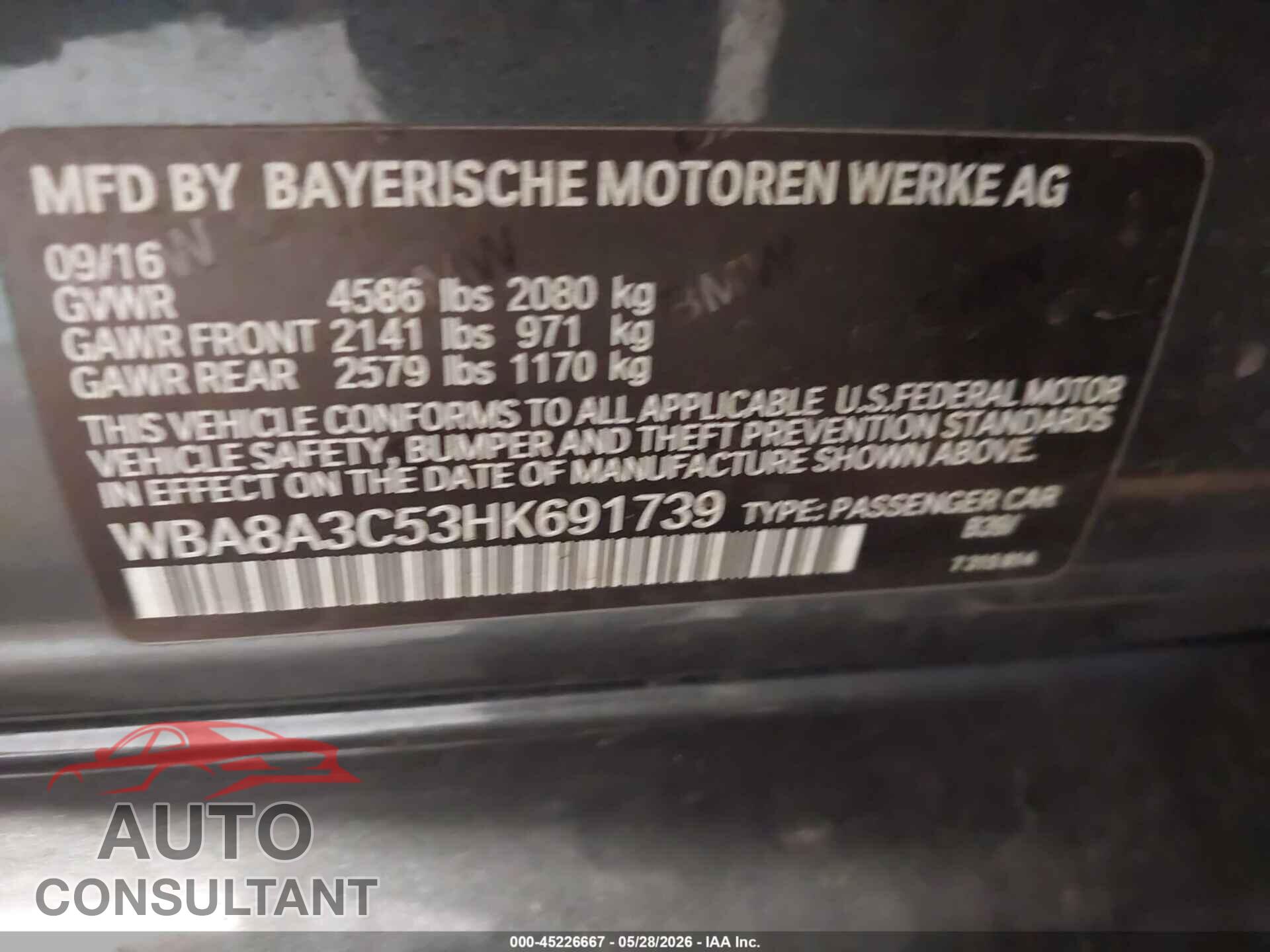 BMW 320I 2017 - WBA8A3C53HK691739