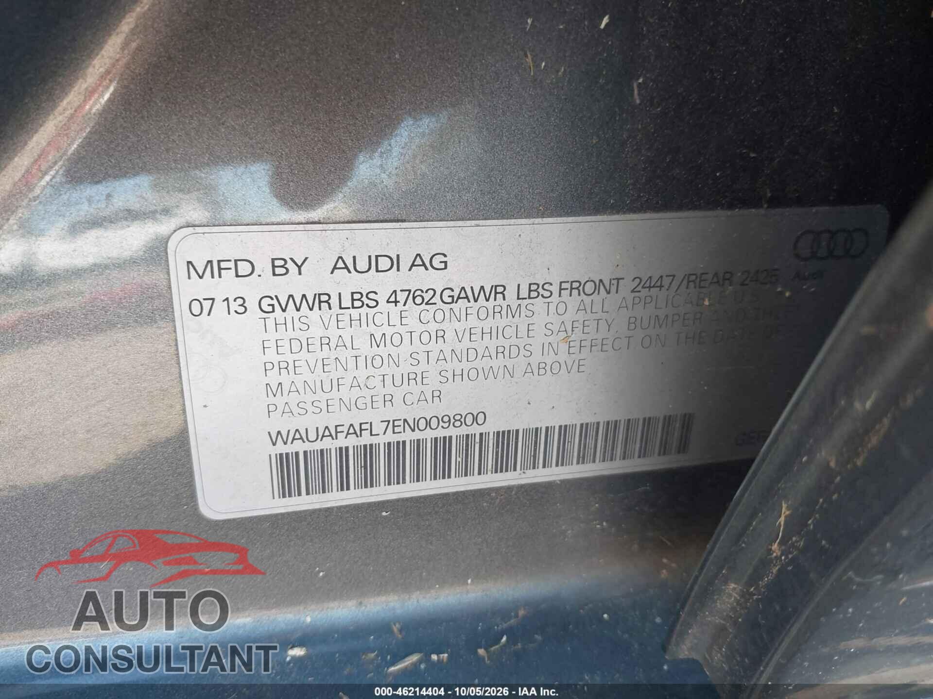 AUDI A4 2014 - WAUAFAFL7EN009800