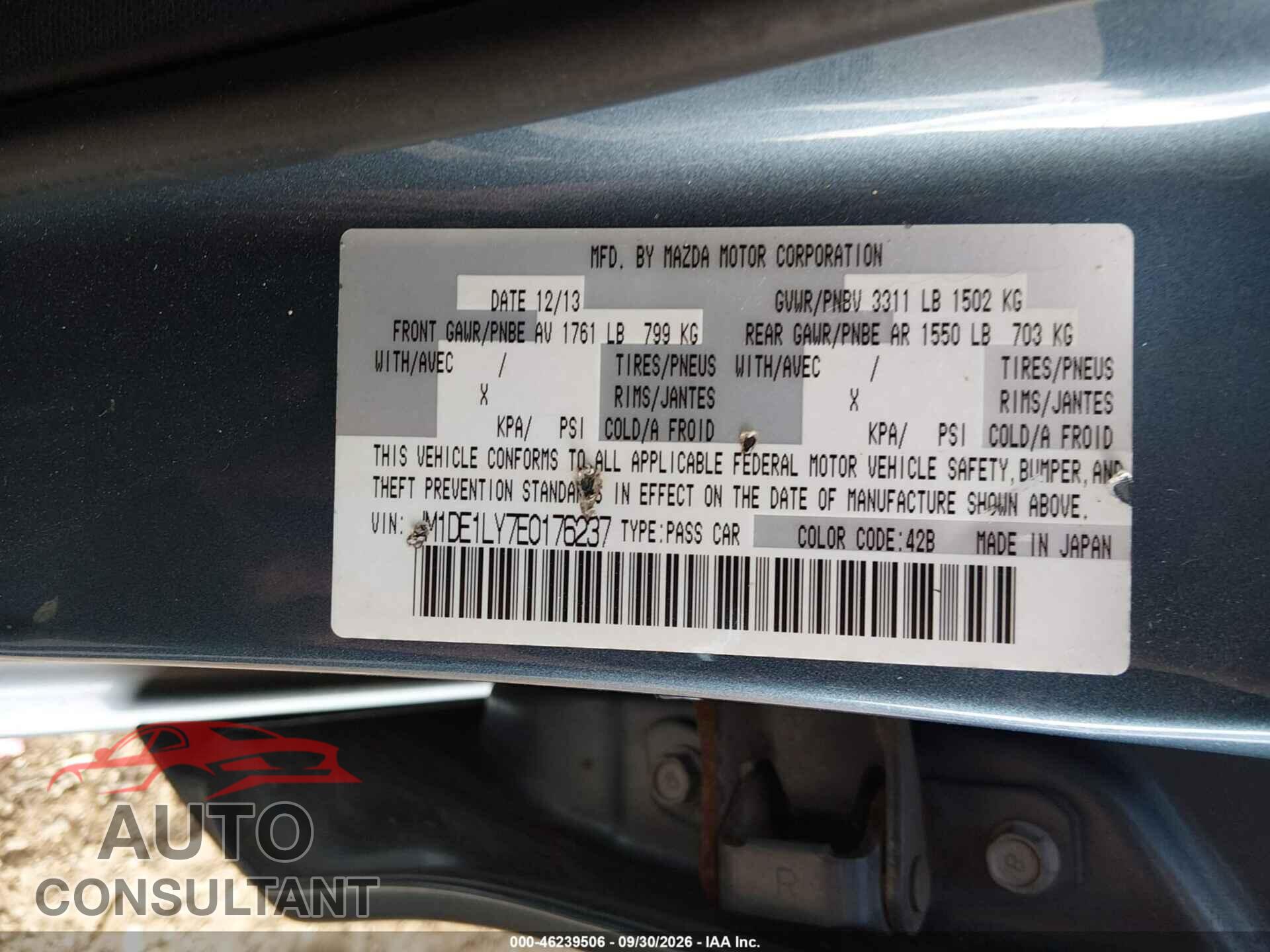 MAZDA MAZDA2 2014 - JM1DE1LY7E0176237