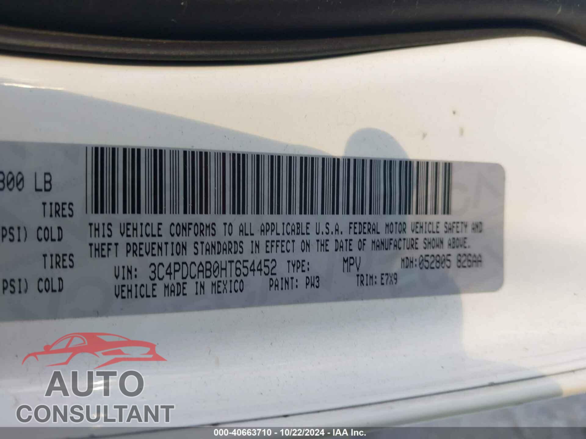 DODGE JOURNEY 2017 - 3C4PDCAB0HT654452