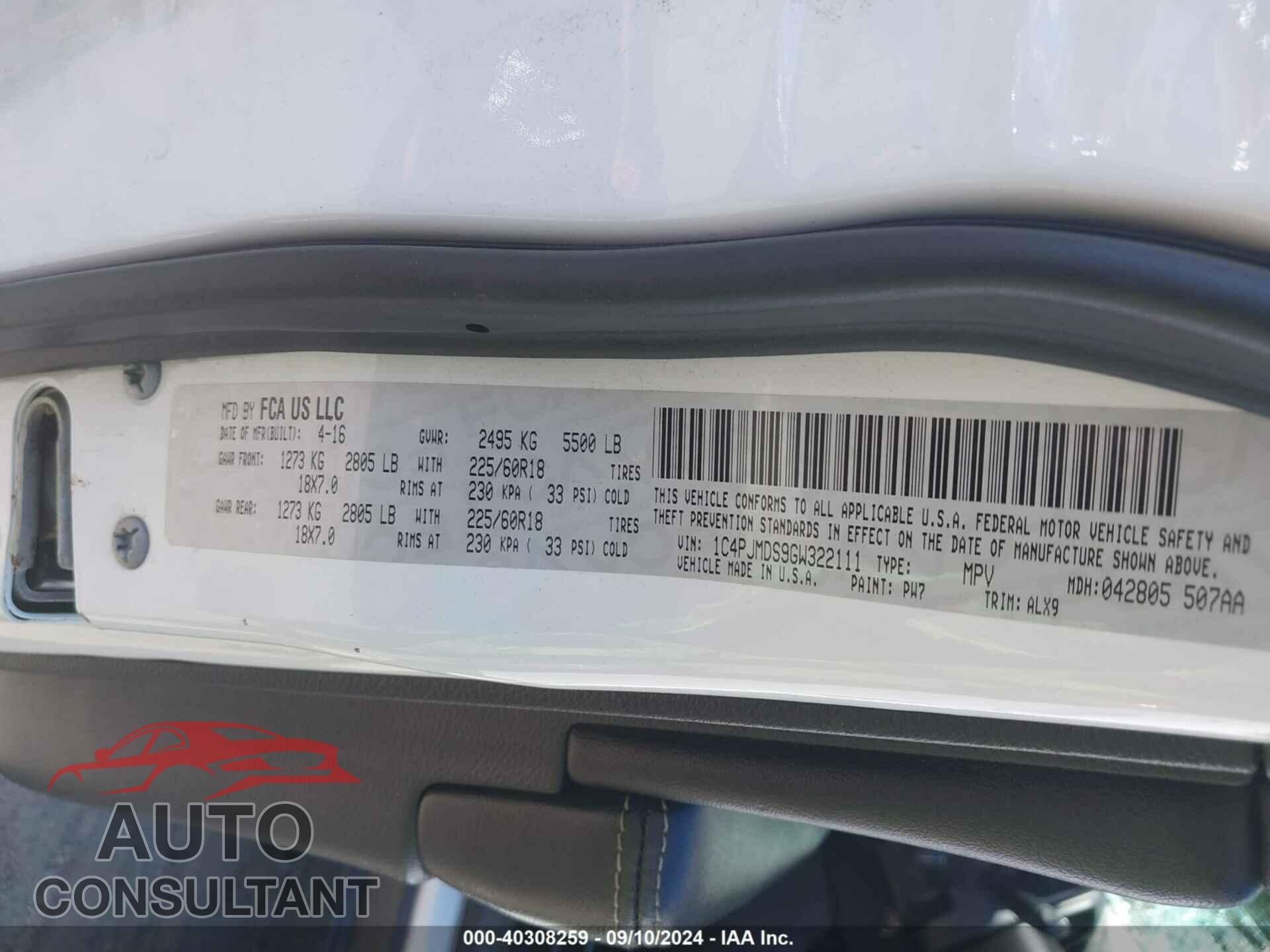 JEEP CHEROKEE 2016 - 1C4PJMDS9GW322111