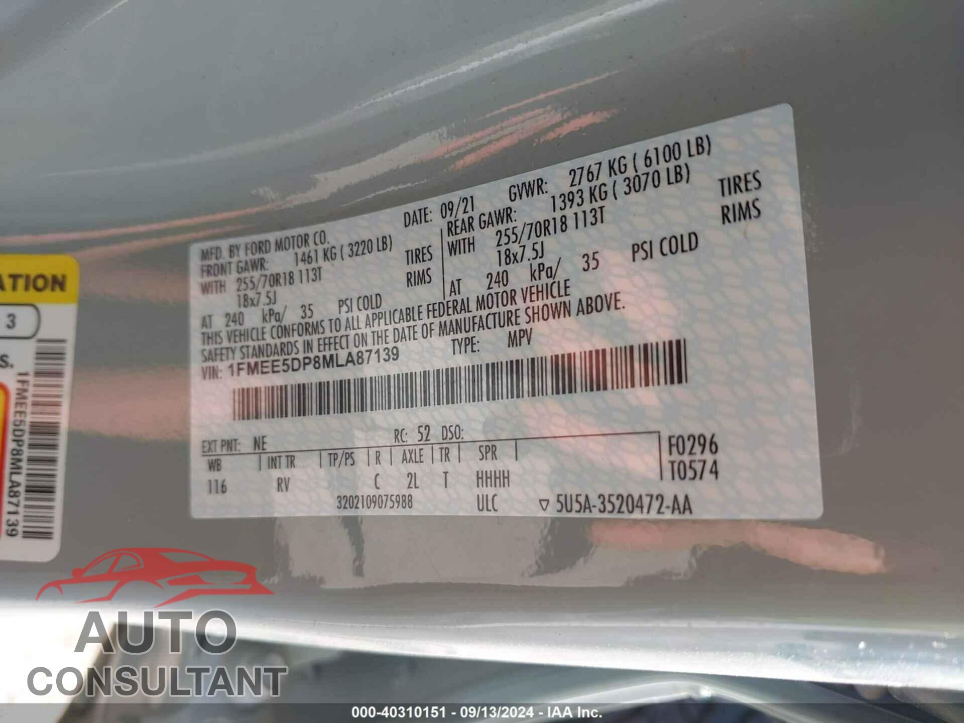 FORD BRONCO 2021 - 1FMEE5DP8MLA87139