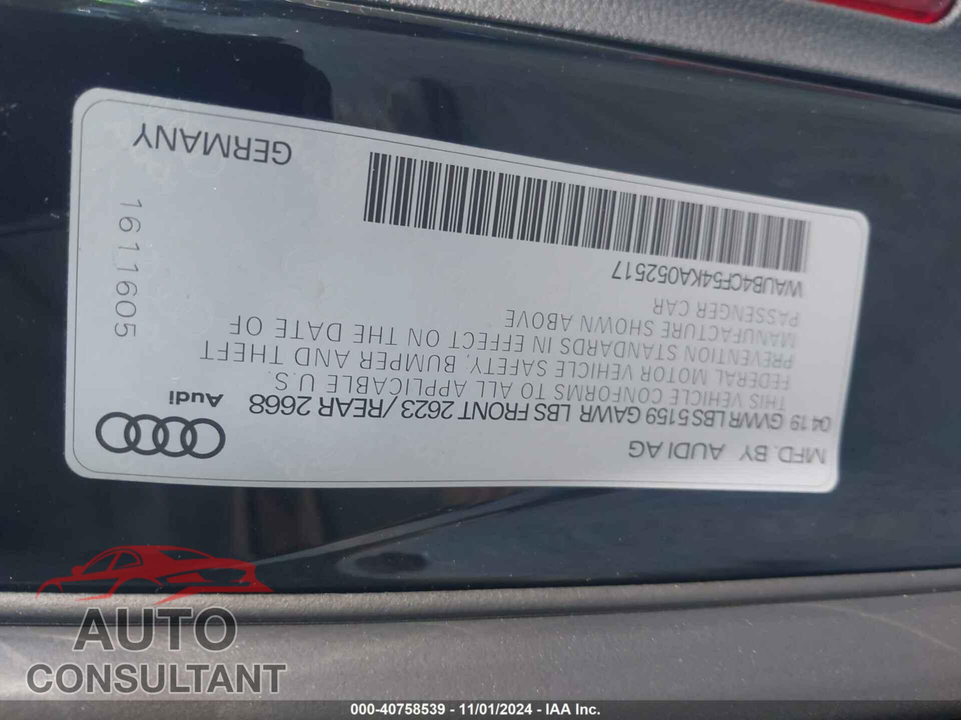 AUDI S5 2019 - WAUB4CF54KA052517