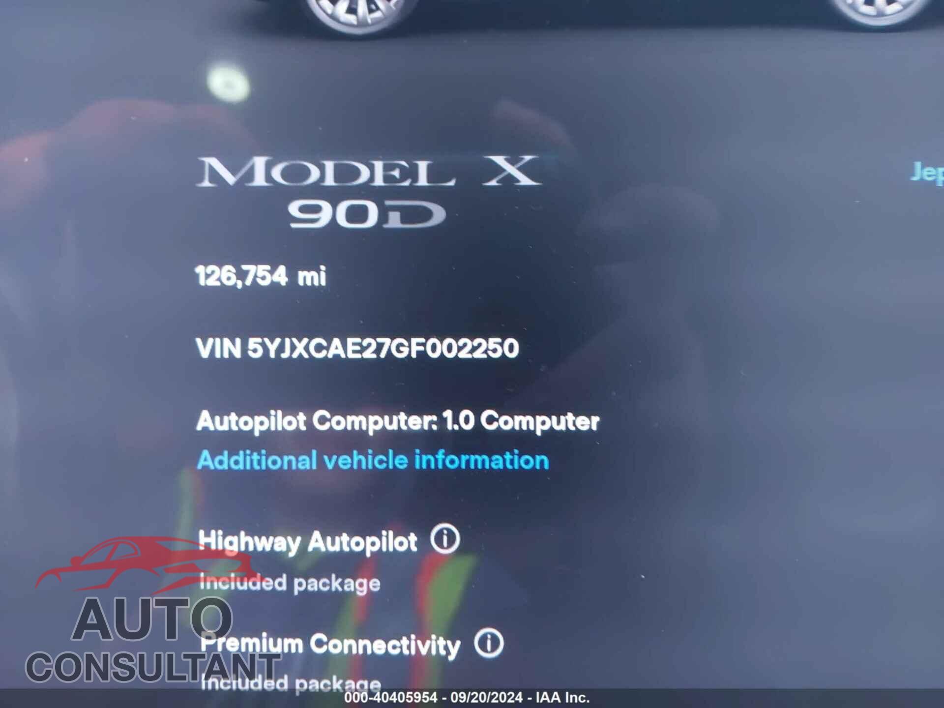 TESLA MODEL X 2016 - 5YJXCAE27GF002250