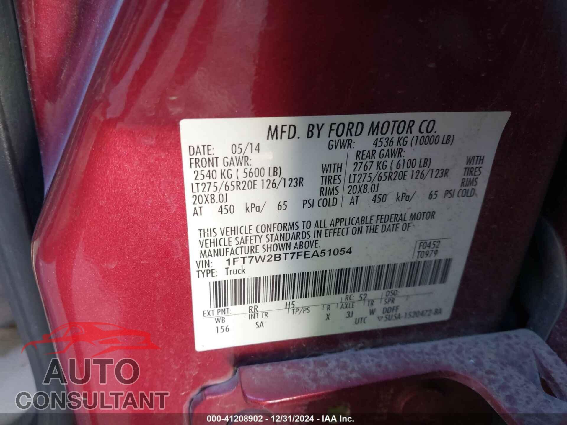 FORD F250 2015 - 1FT7W2BT7FEA51054