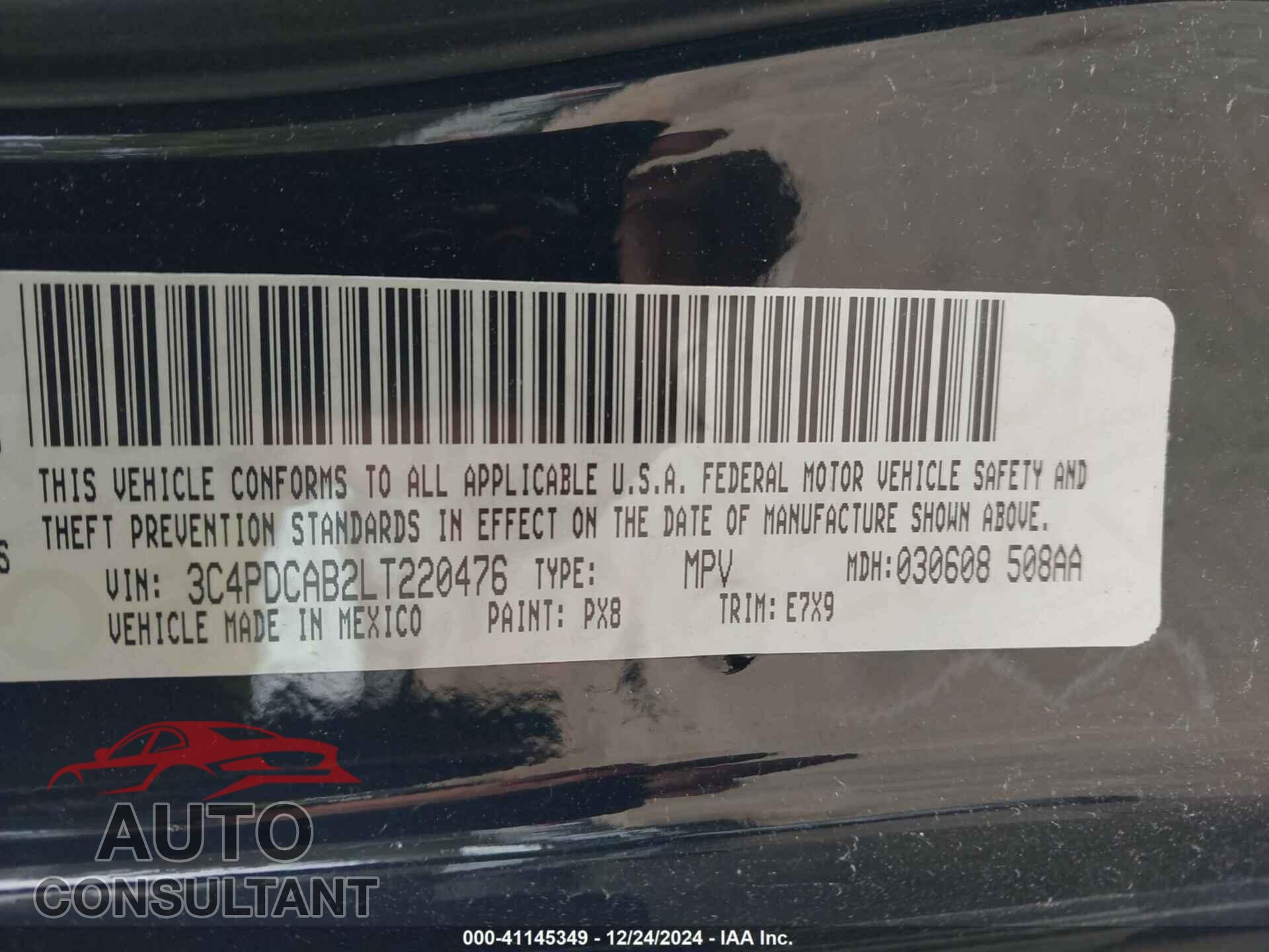 DODGE JOURNEY 2020 - 3C4PDCAB2LT220476