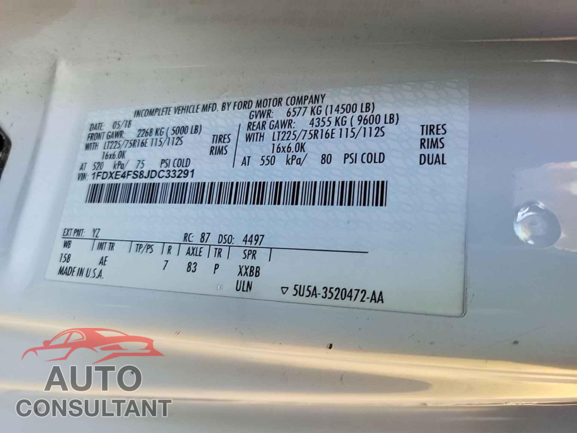 FORD ECONOLINE 2018 - 1FDXE4FS8JDC33291