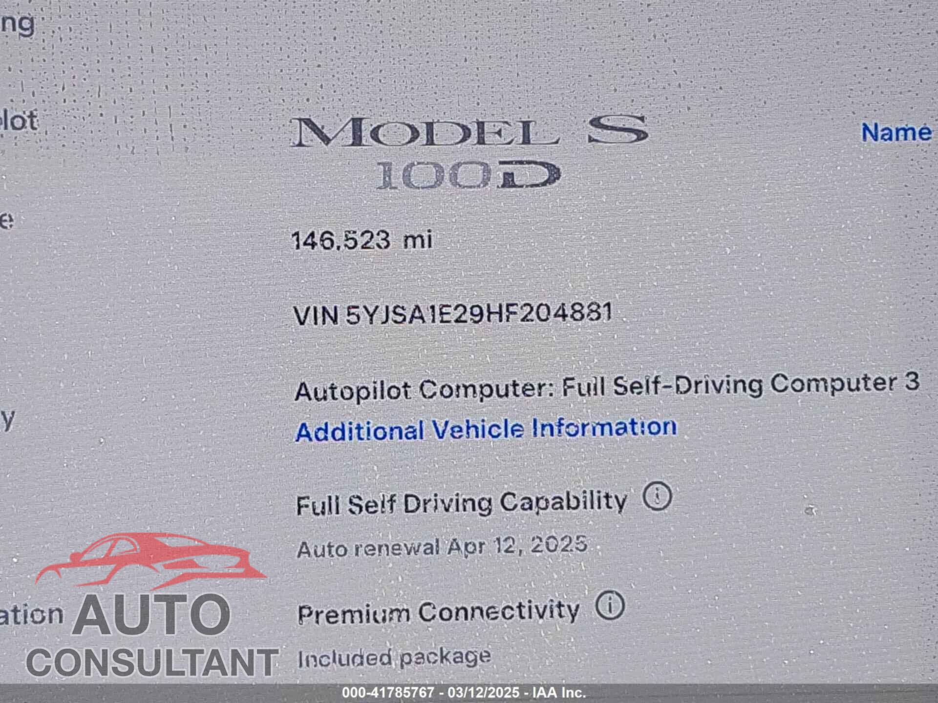 TESLA MODEL S 2017 - 5YJSA1E29HF204881