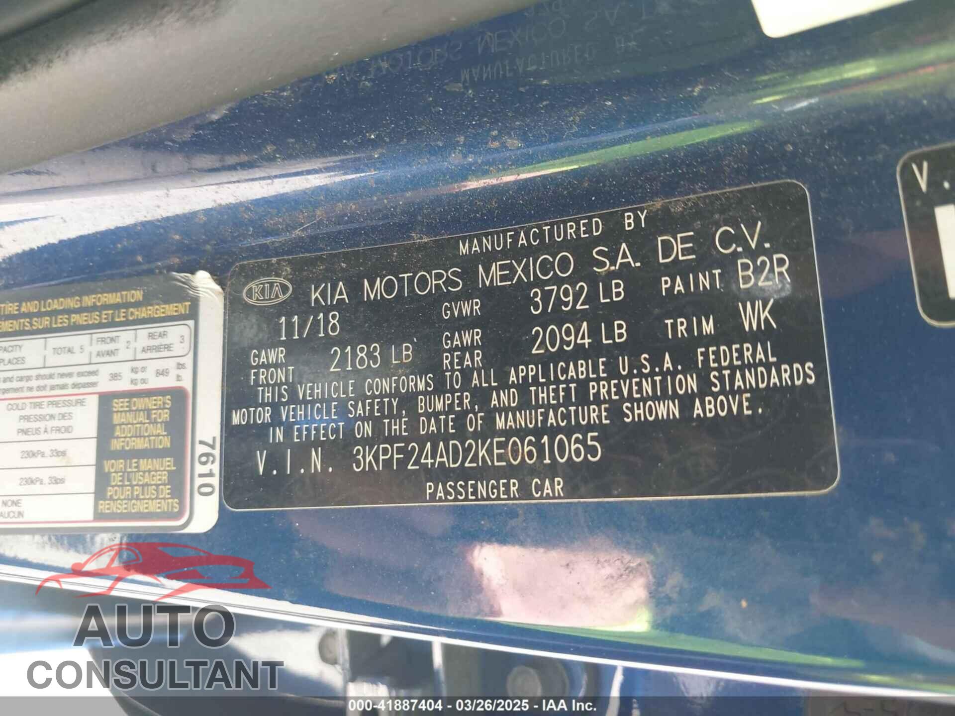 KIA FORTE 2019 - 3KPF24AD2KE061065