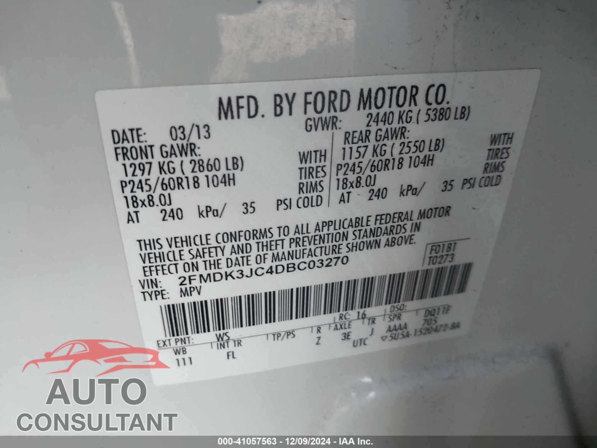 FORD EDGE 2013 - 2FMDK3JC4DBC03270