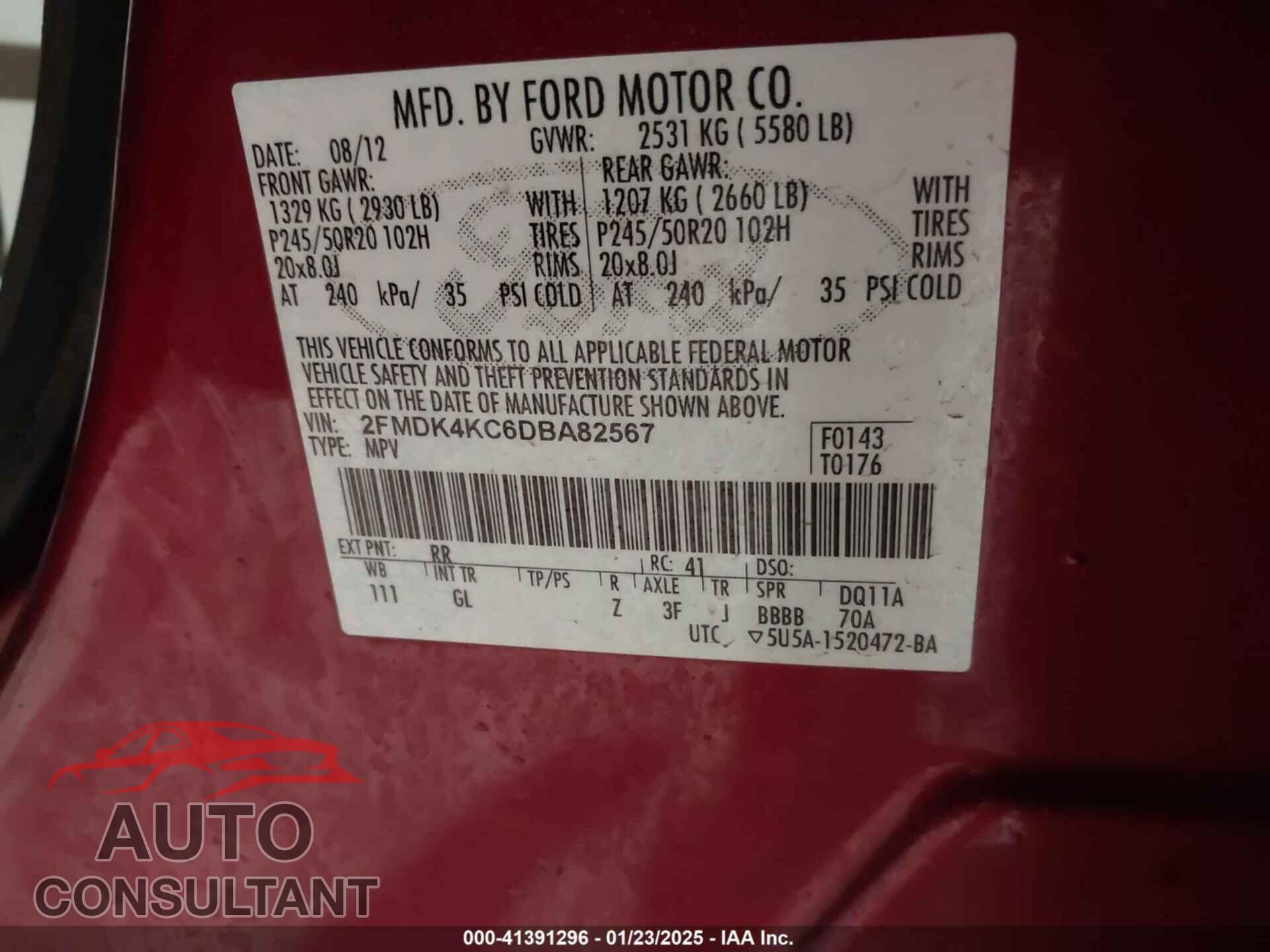 FORD EDGE 2013 - 2FMDK4KC6DBA82567