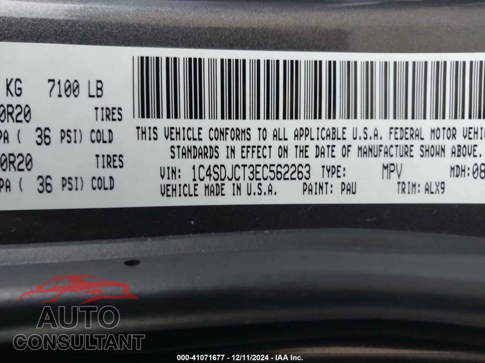 DODGE DURANGO 2014 - 1C4SDJCT3EC562263