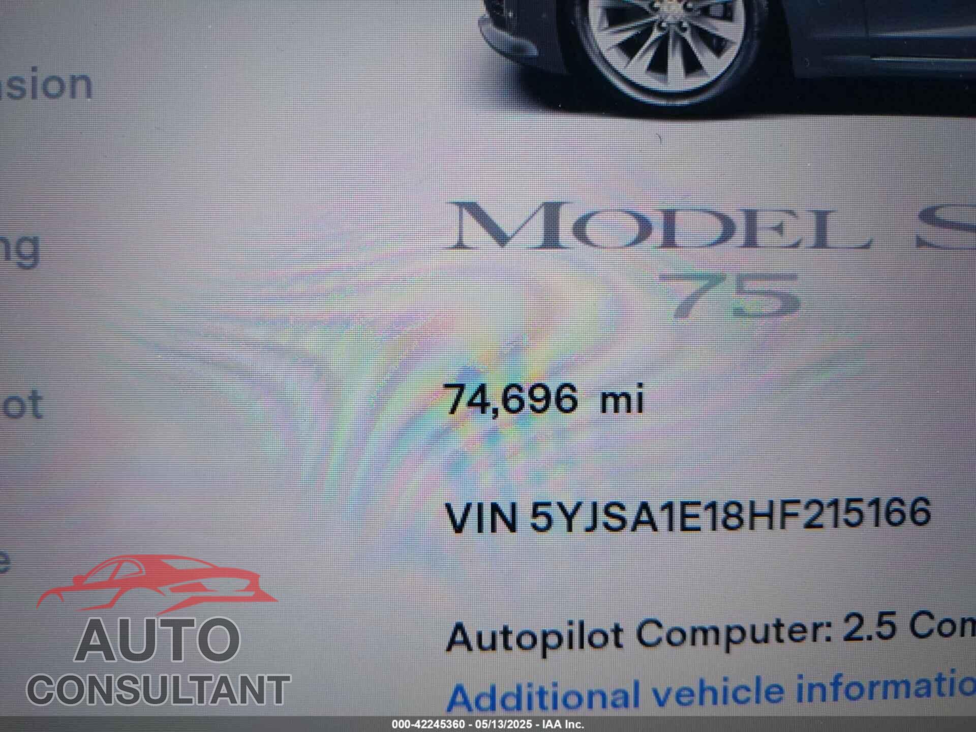 TESLA MODEL S 2017 - 5YJSA1E18HF215166