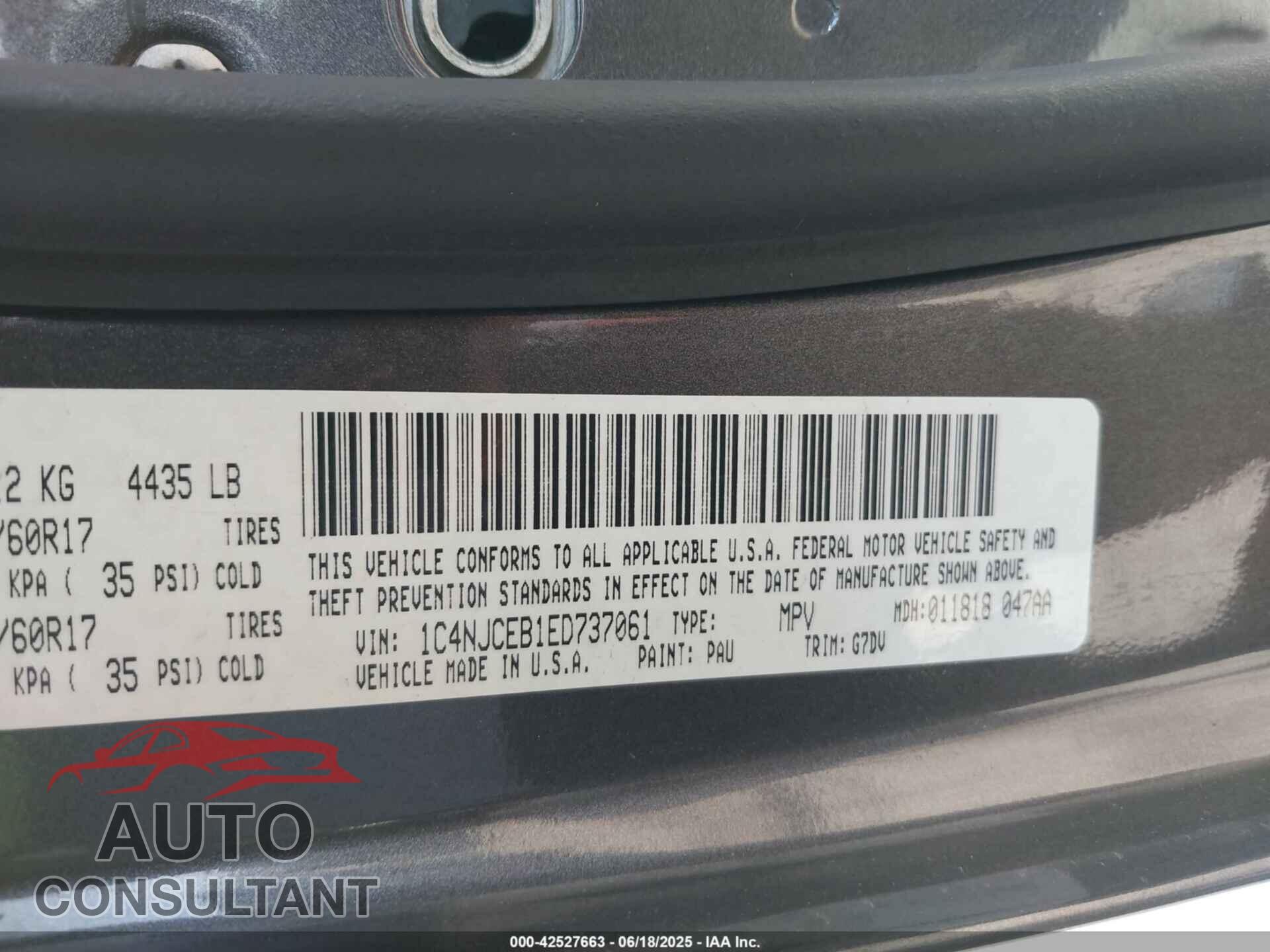 JEEP COMPASS 2014 - 1C4NJCEB1ED737061
