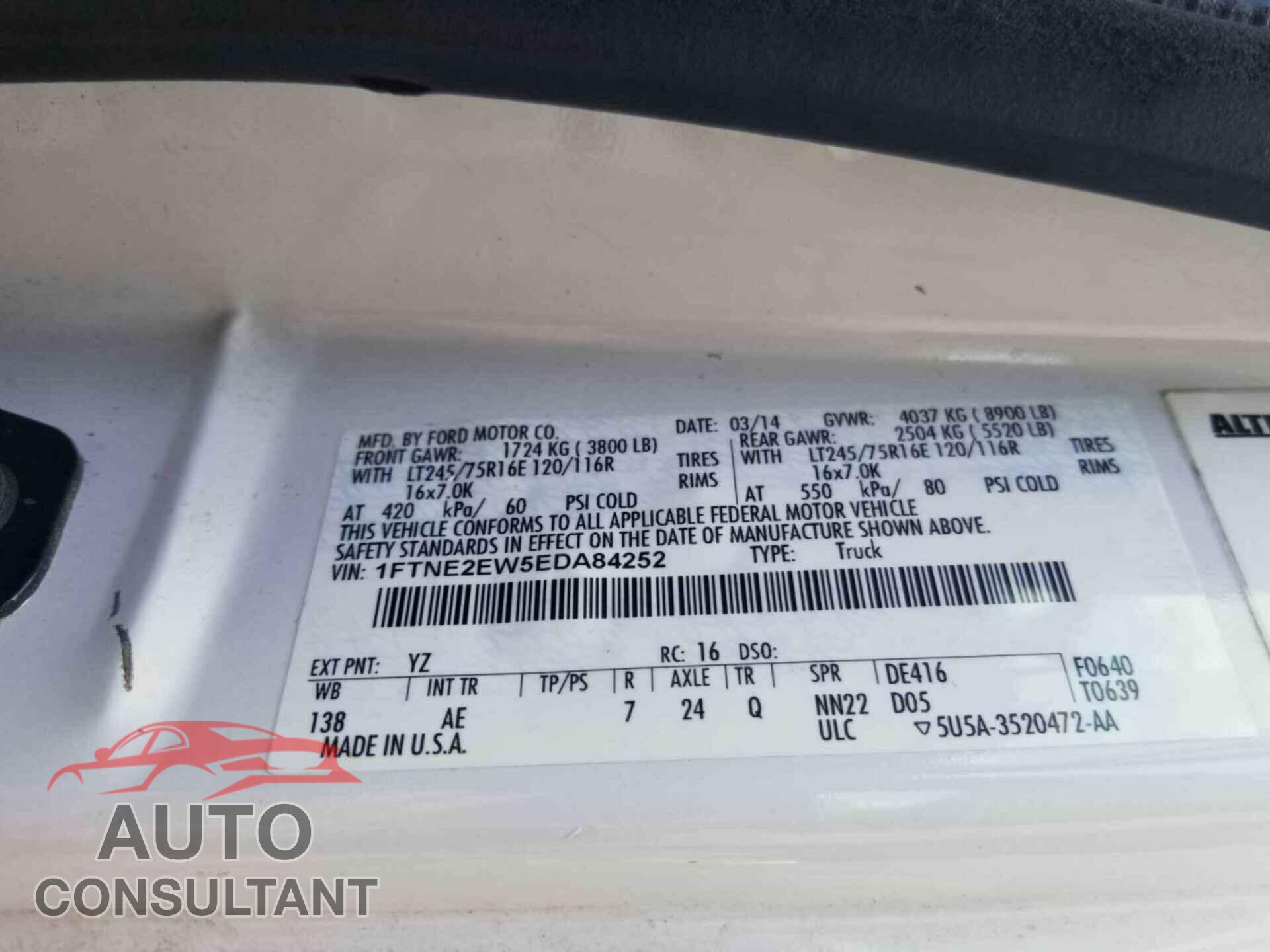 FORD ECONOLINE 2014 - 1FTNE2EW5EDA84252