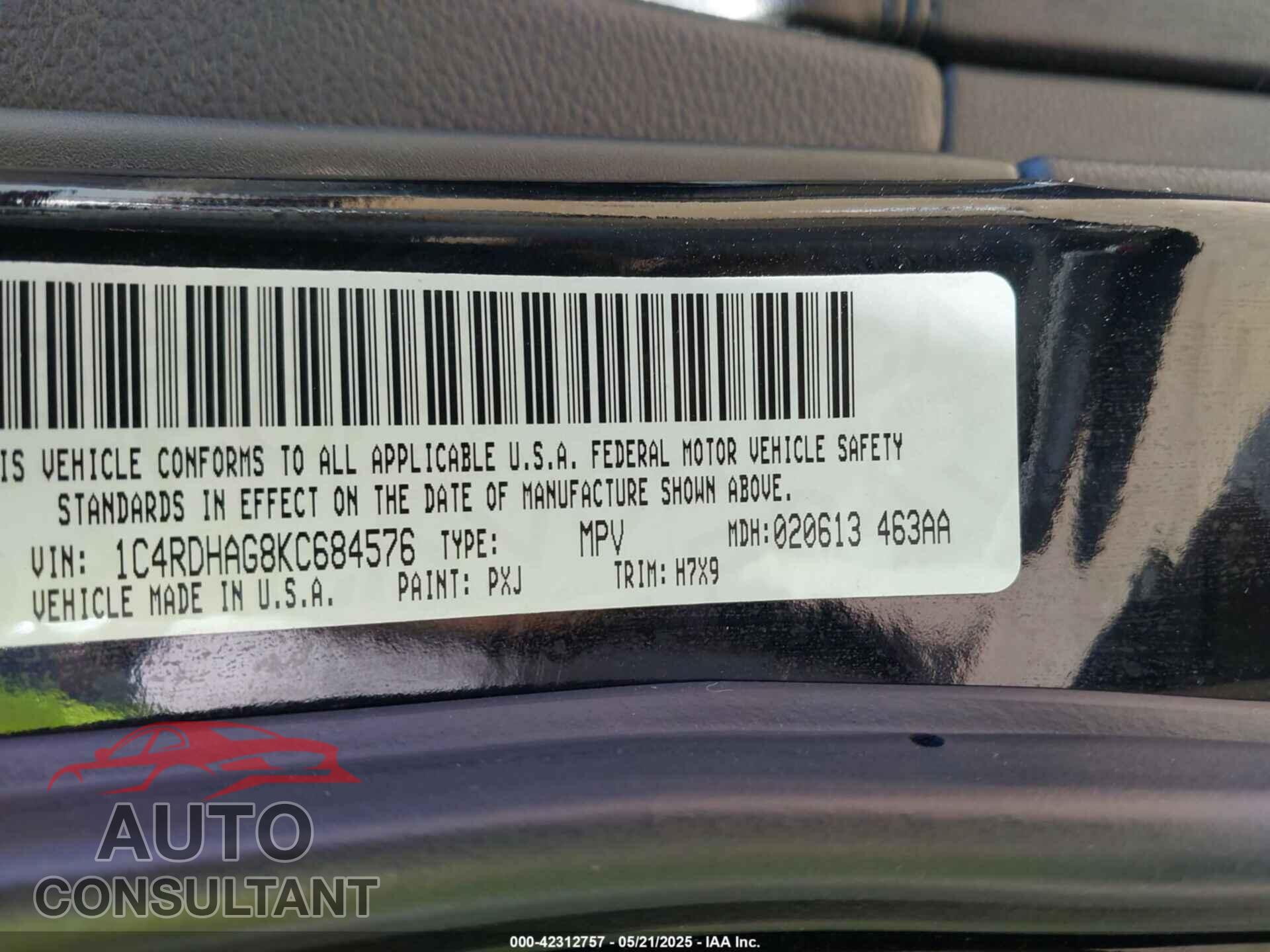 DODGE DURANGO 2019 - 1C4RDHAG8KC684576