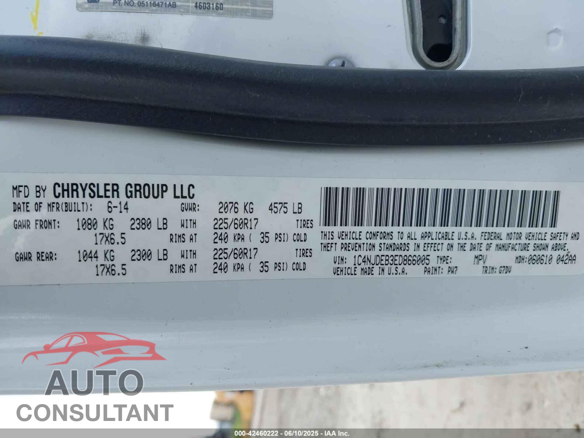 JEEP COMPASS 2014 - 1C4NJDEB3ED866005