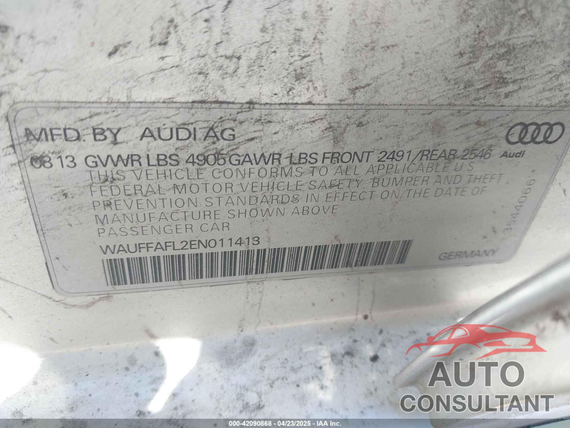 AUDI A4 2014 - WAUFFAFL2EN011413