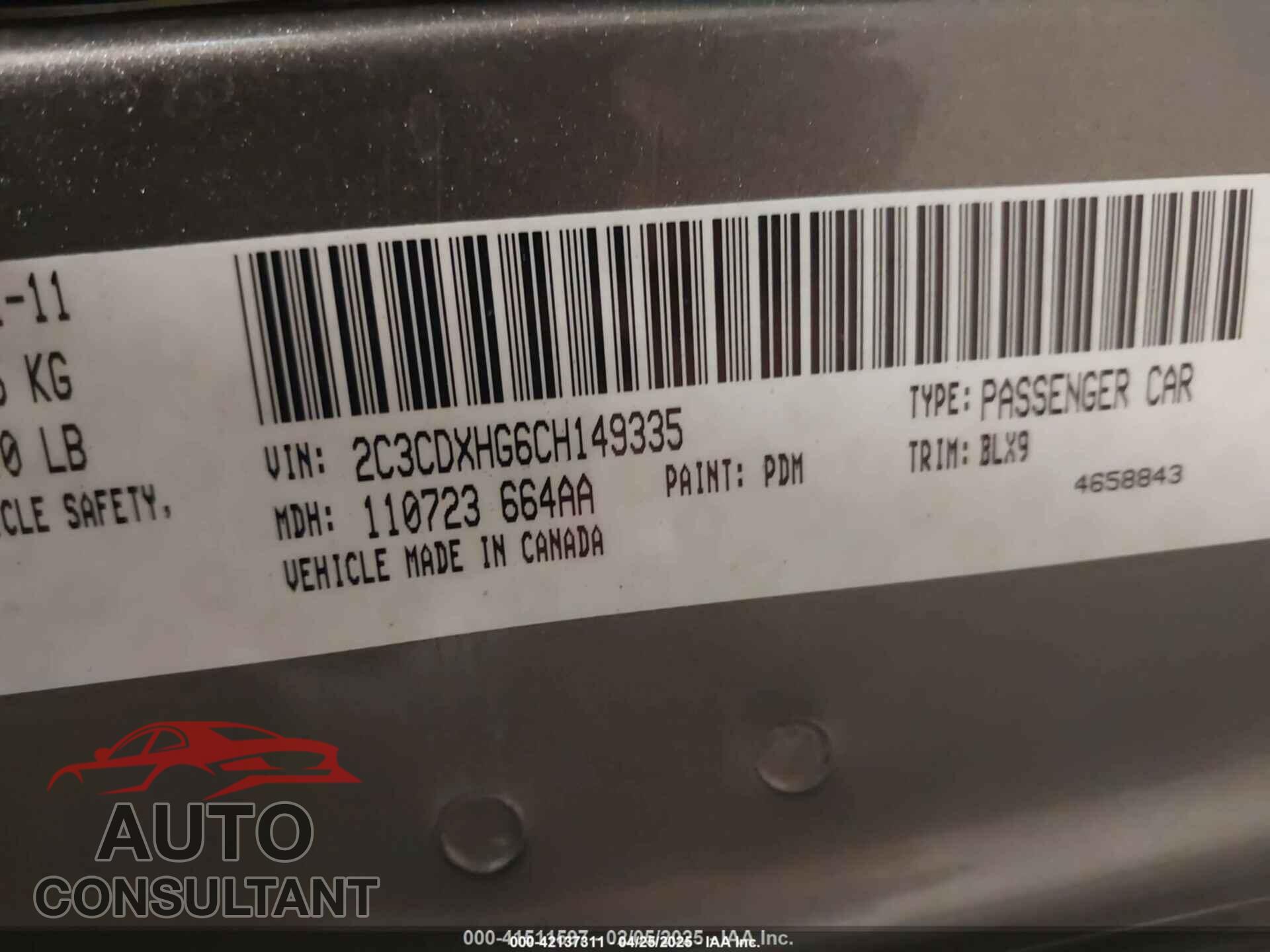 DODGE CHARGER 2012 - 2C3CDXHG6CH149335