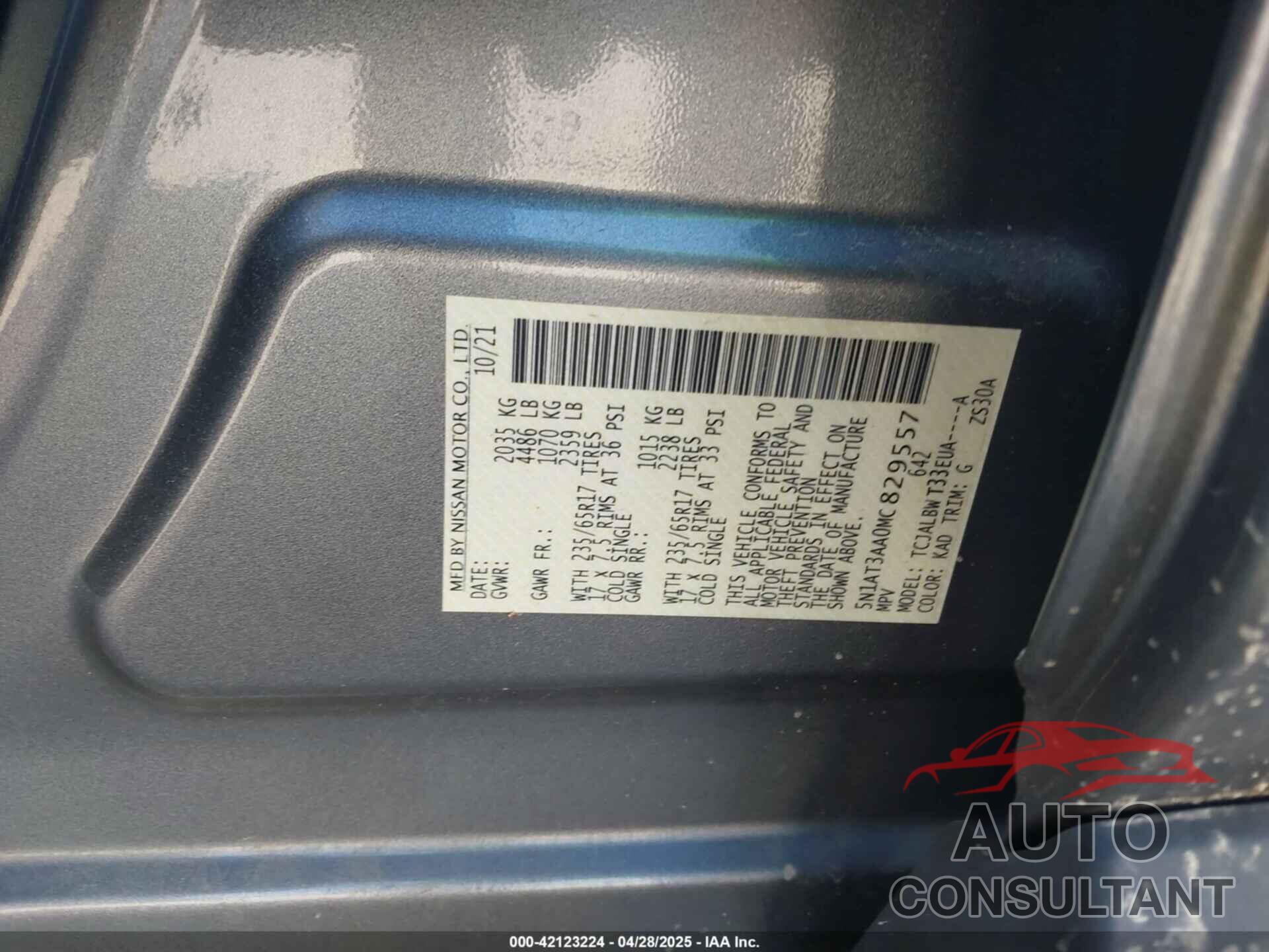 NISSAN ROGUE 2021 - 5N1AT3AA0MC829557