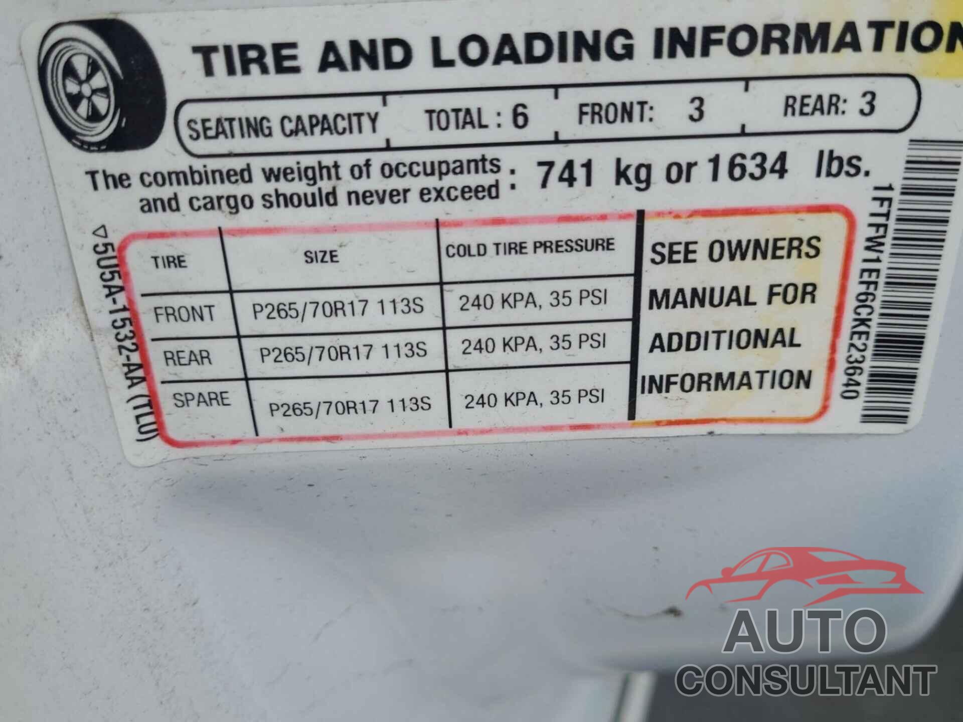 FORD F150 2012 - 1FTFW1EF6CKE23640