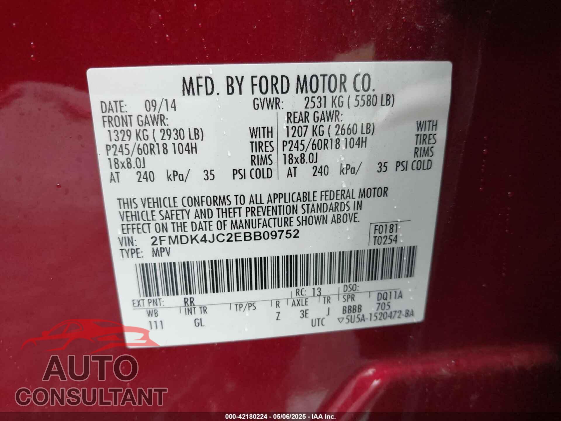 FORD EDGE 2014 - 2FMDK4JC2EBB09752