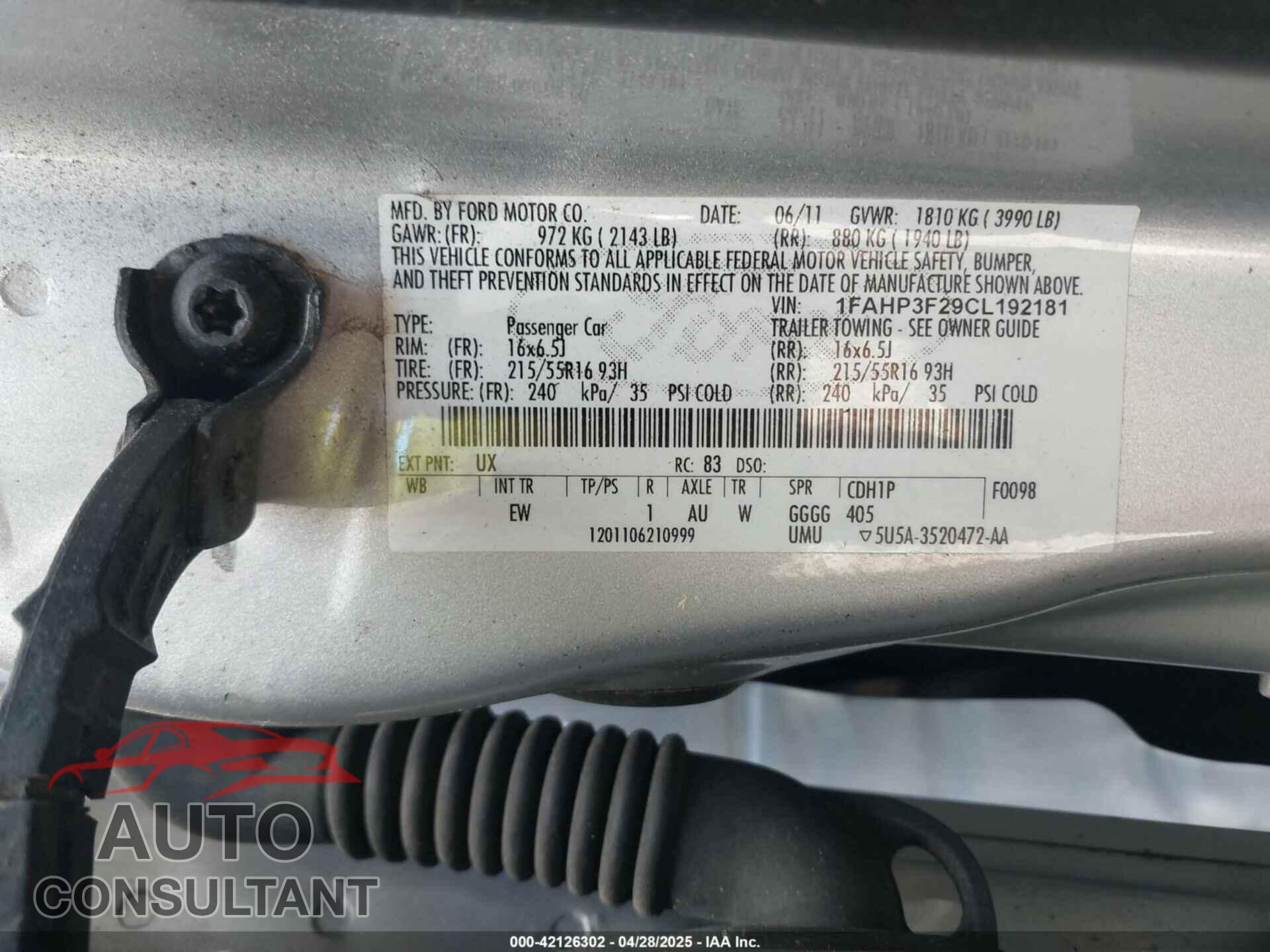 FORD FOCUS 2012 - 1FAHP3F29CL192181
