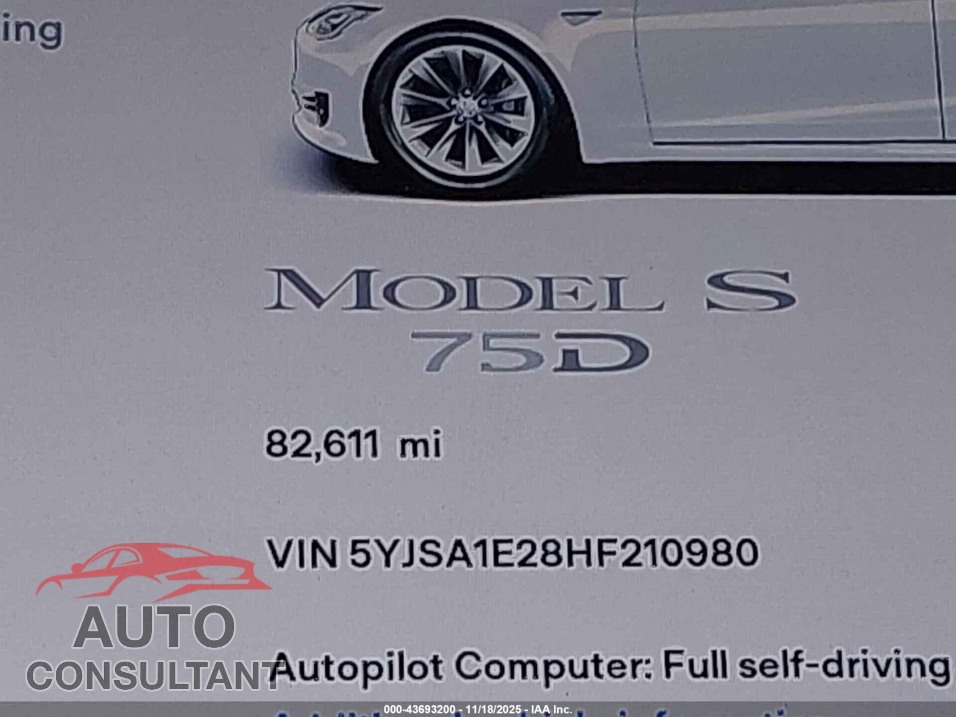 TESLA MODEL S 2017 - 5YJSA1E28HF210980