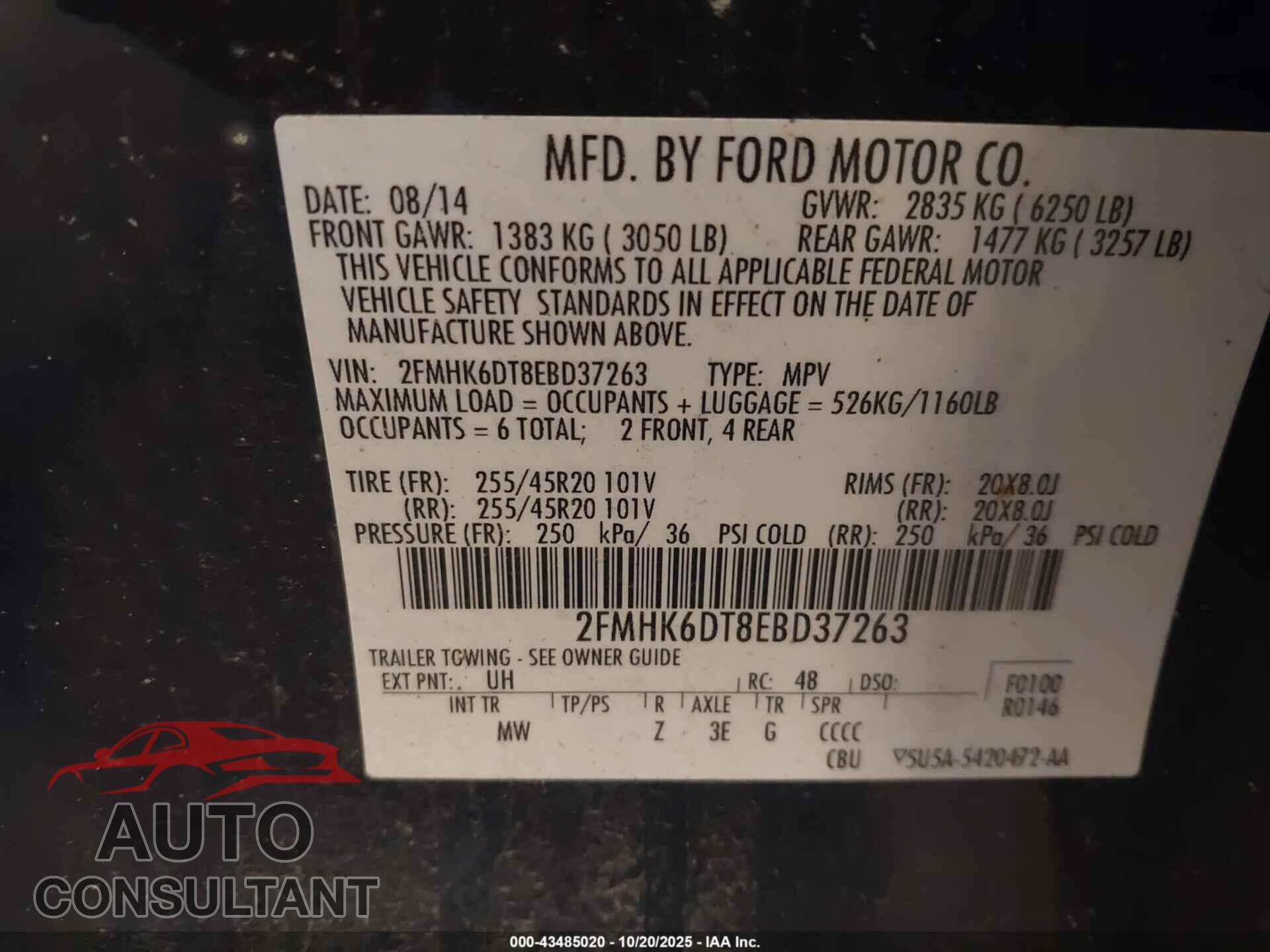 FORD FLEX 2014 - 2FMHK6DT8EBD37263