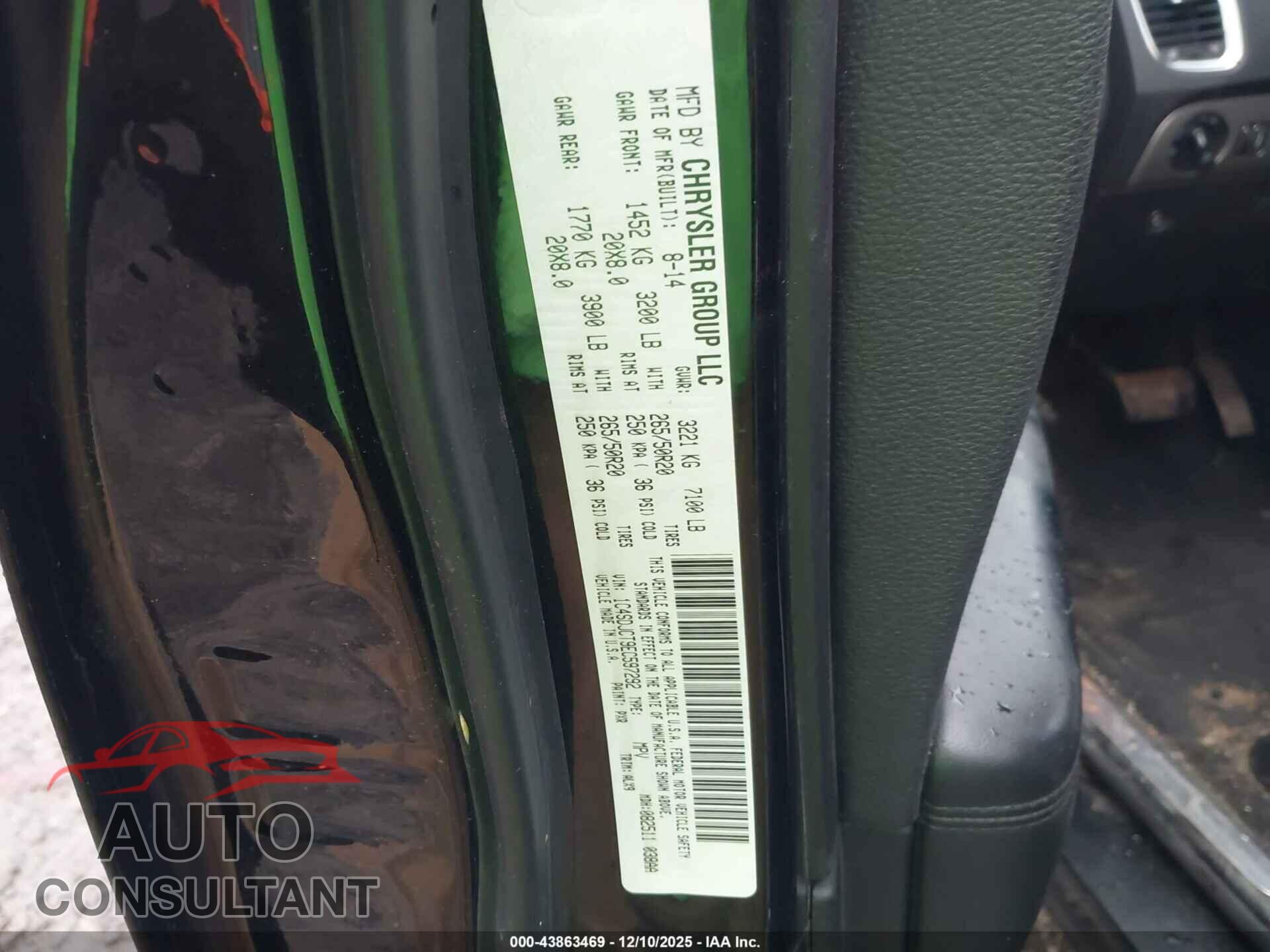 DODGE DURANGO 2014 - 1C4SDJCT9EC597292
